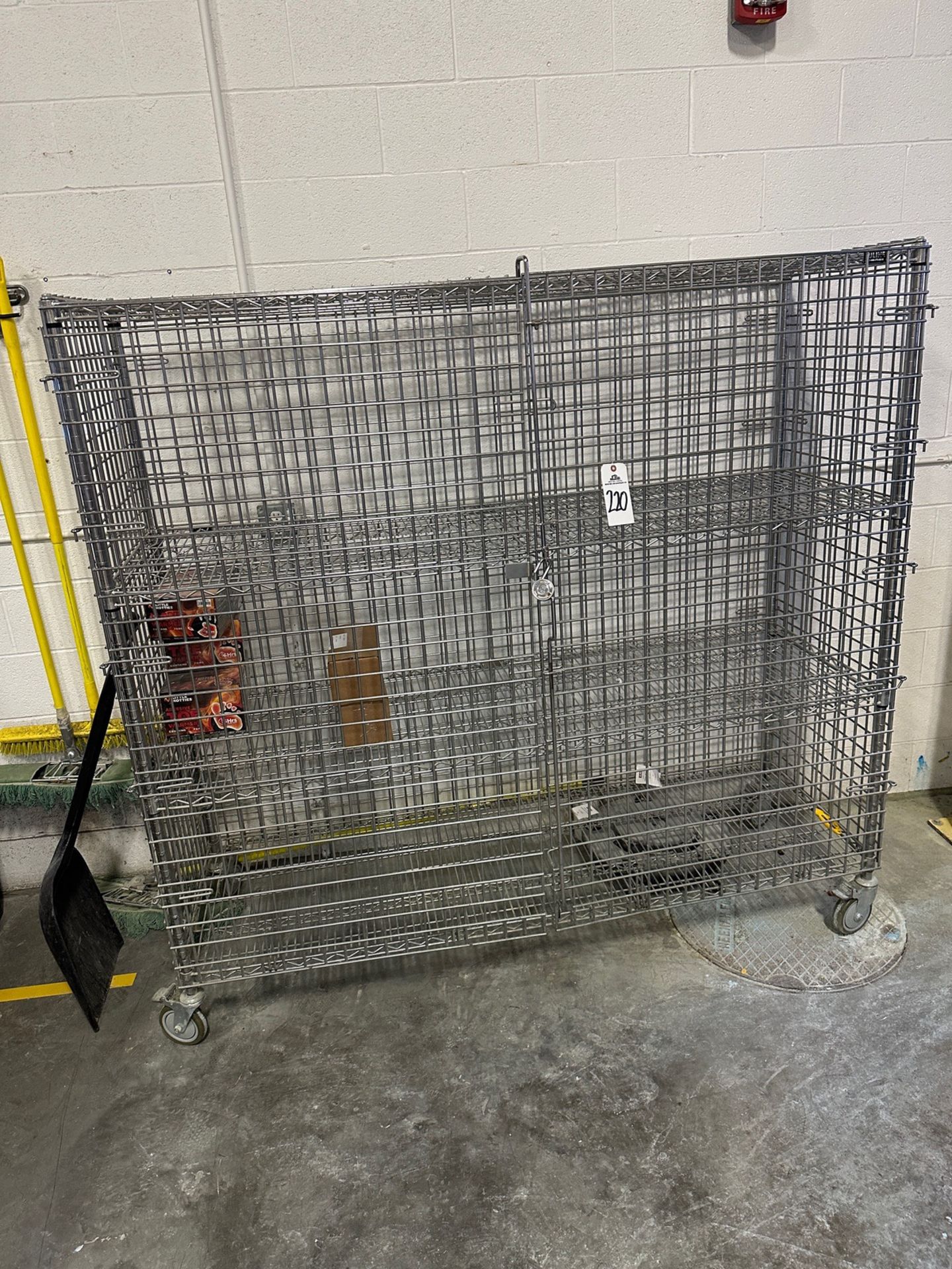 Wire Storage Cage on Casters (Approx. 6' x 2' x 69" O.H.)