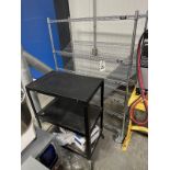 Lot of Wire Shelving Unit and Utility Cart (Approx. 4' x 18" x 69" O.H. and 20" x 3 | Rig Fee $25