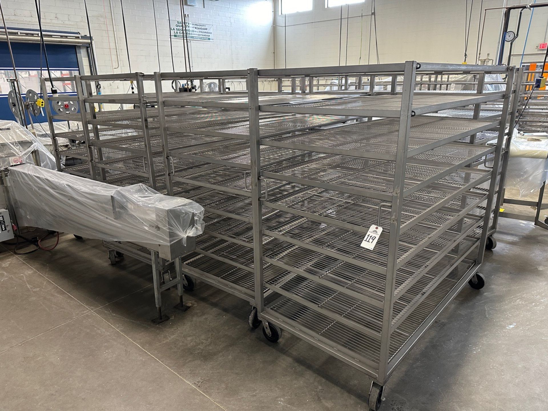 Lot of (6) Stainless Steel Wire Rack Carts (Approx. 39.5" x 75.5" x 76" O.H.)