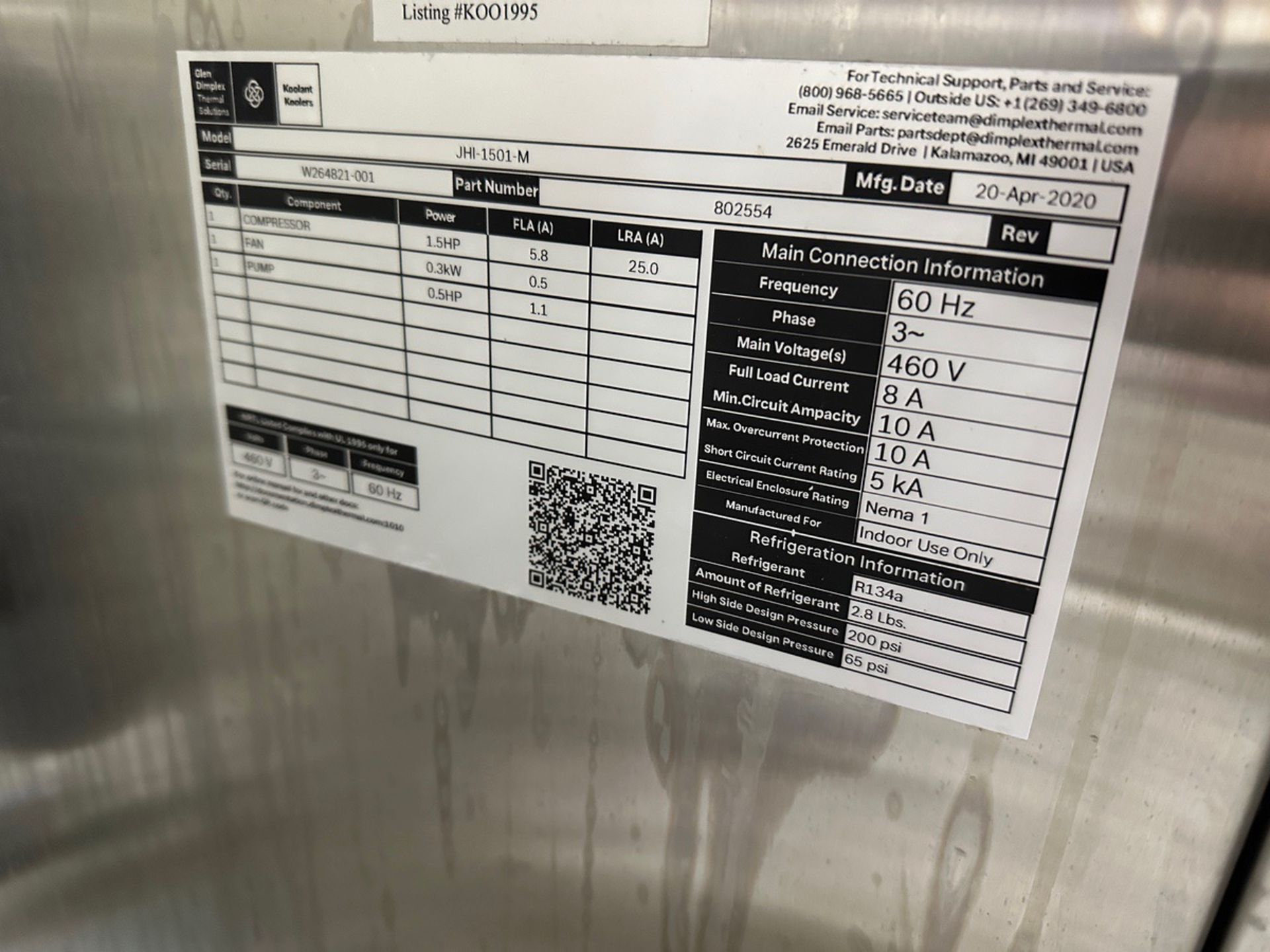 2020 Dimplex Simple Solutions Koolant Kooler Model JHI-1501-M - Image 3 of 3