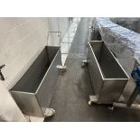 Lot of (2) Stainless Steel Utility Tanks on Casters (Approx. 15" x 53" x 25" Deep) | Rig Fee $50