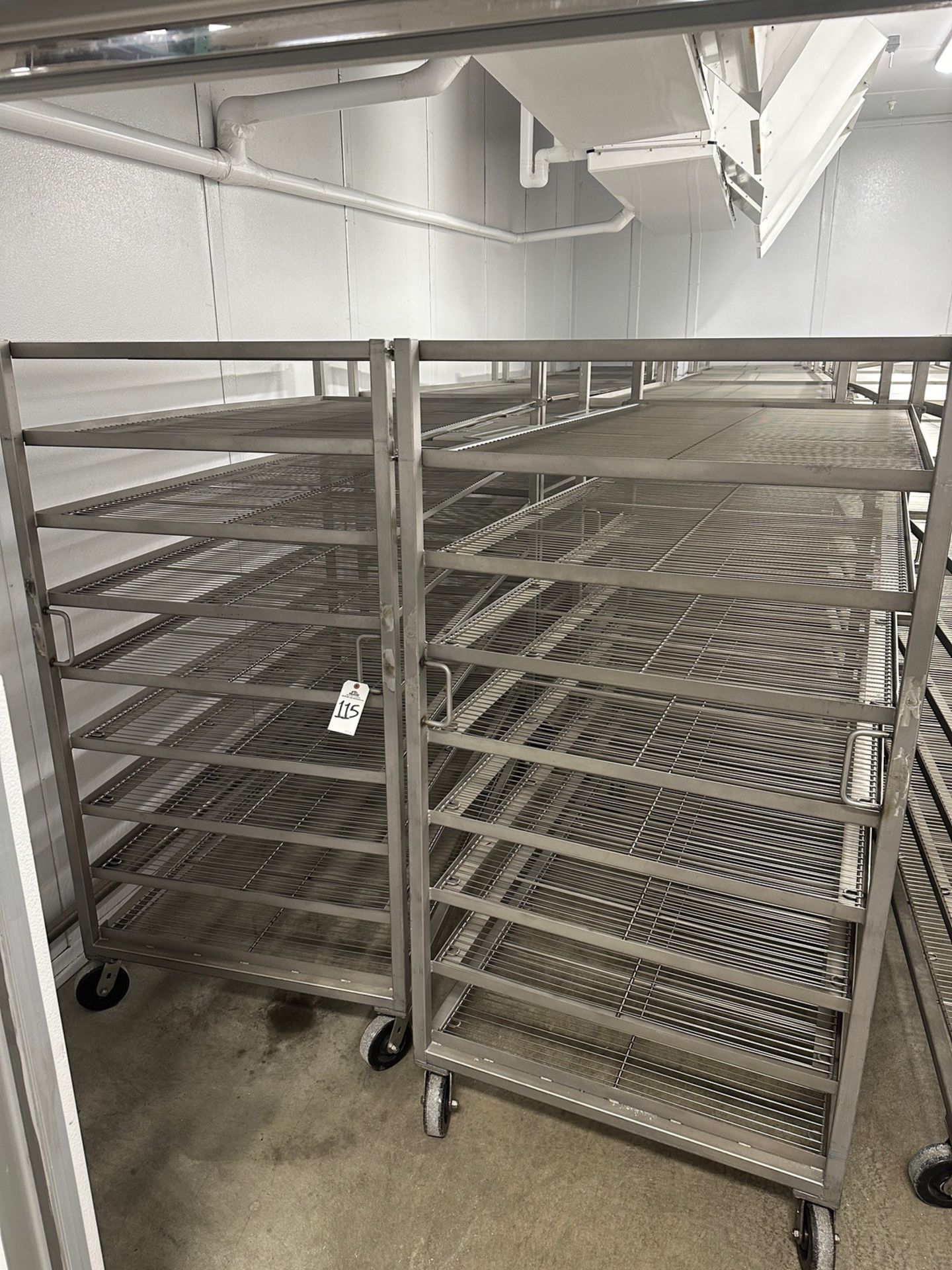 Lot of (6) Stainless Steel Wire Rack Carts (Approx. 39.5" x 75.5" x 76" O.H.)