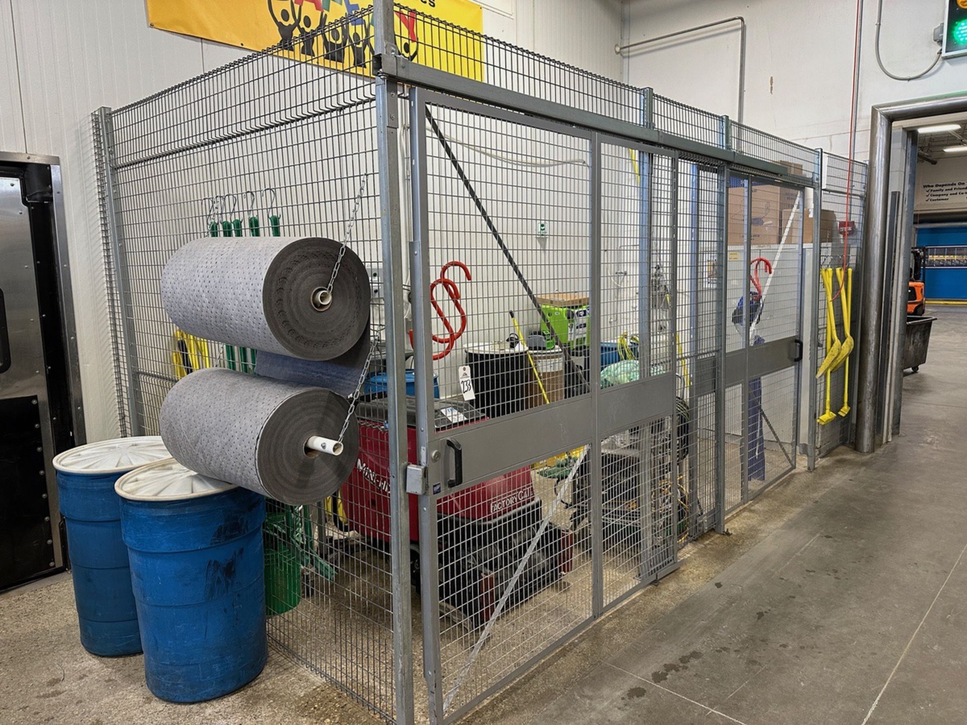 Lot of Security Cage with Cleaning Items (Approx. 9' x 19' x 9' O.H.) | Rig Fee $500