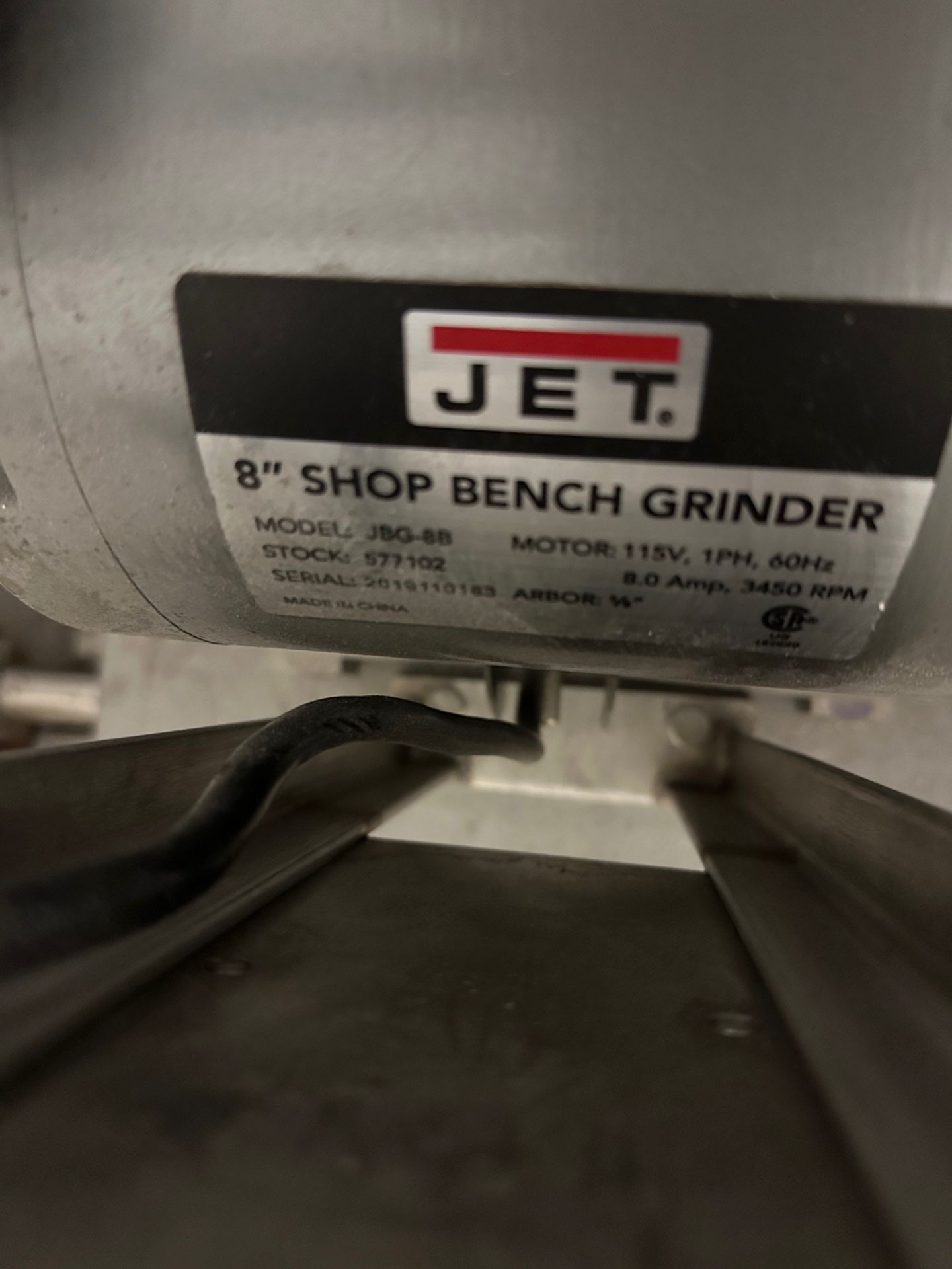 Jet 8" Shop Bench Grinder on Stainless Steel Frame | Rig Fee $50 - Image 3 of 3