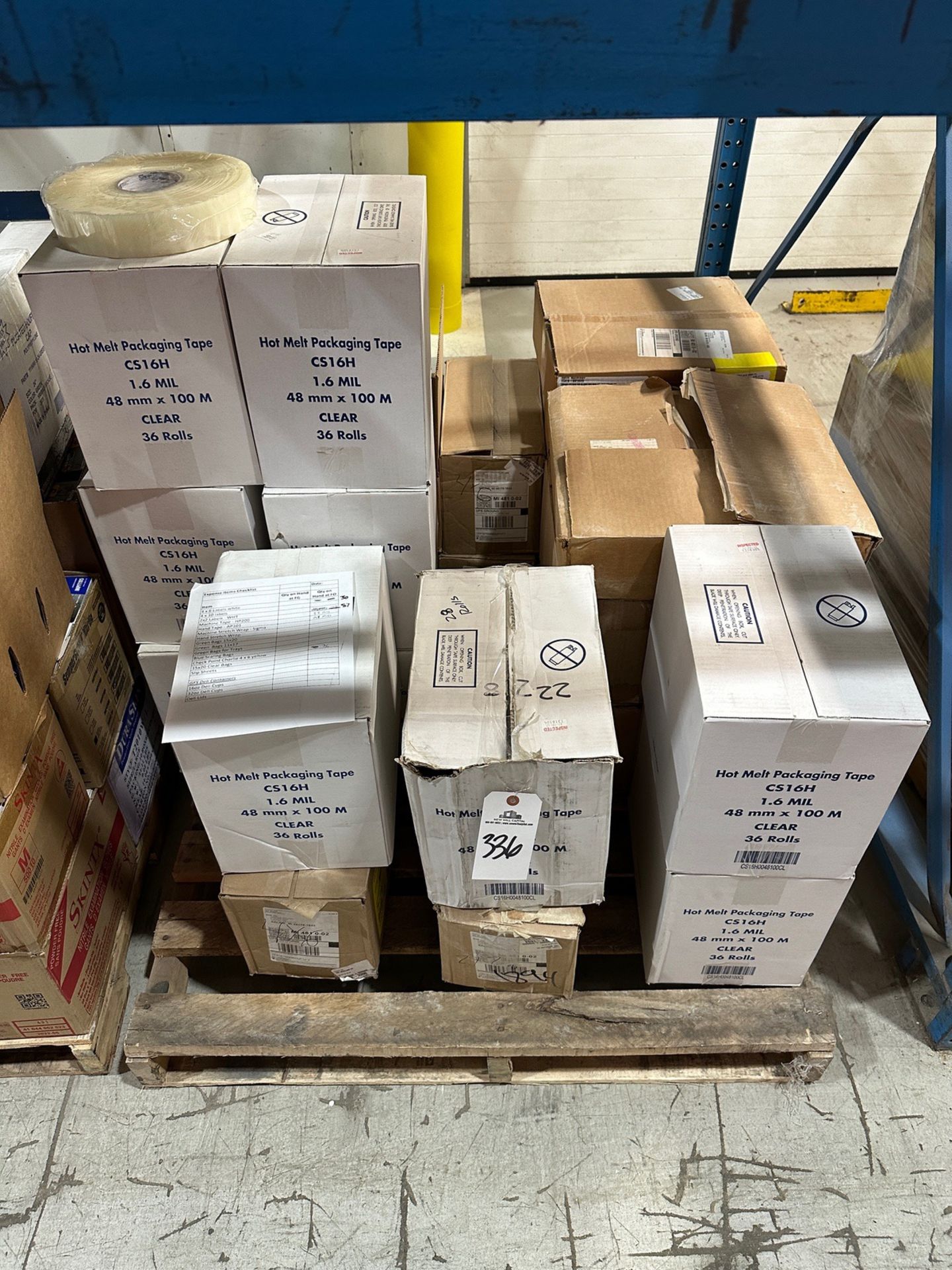 Lot of Pallet of Packing Tape and Labels | Rig Fee $25