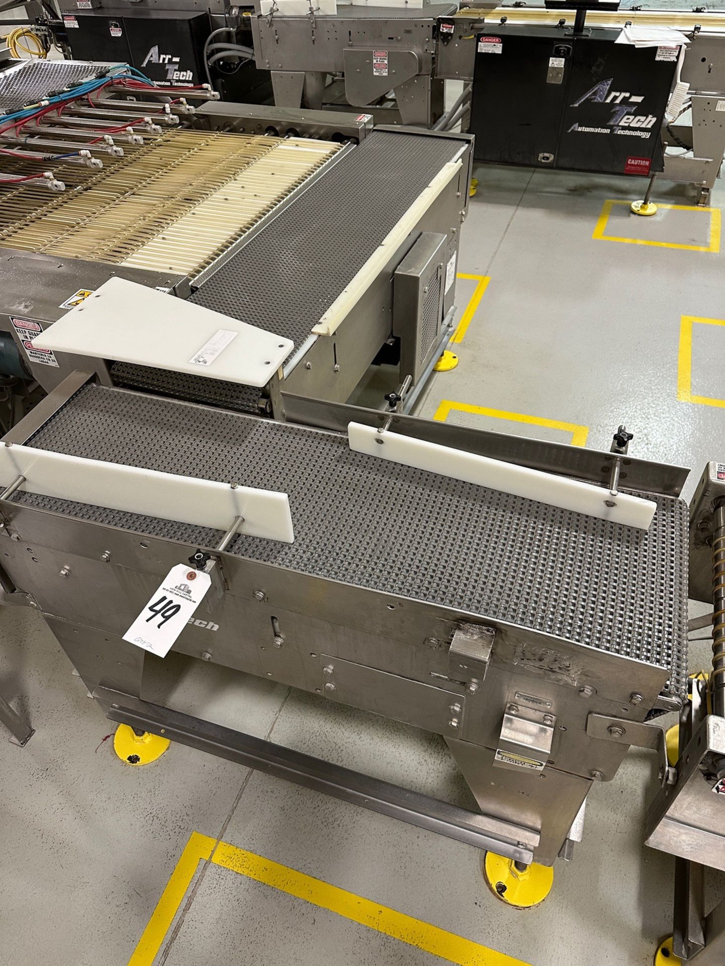 Lot of (2) Arr-Tech Intralox Belt over Stainless Steel Conveyors (Approx. 15" x 4' | Rig Fee $150