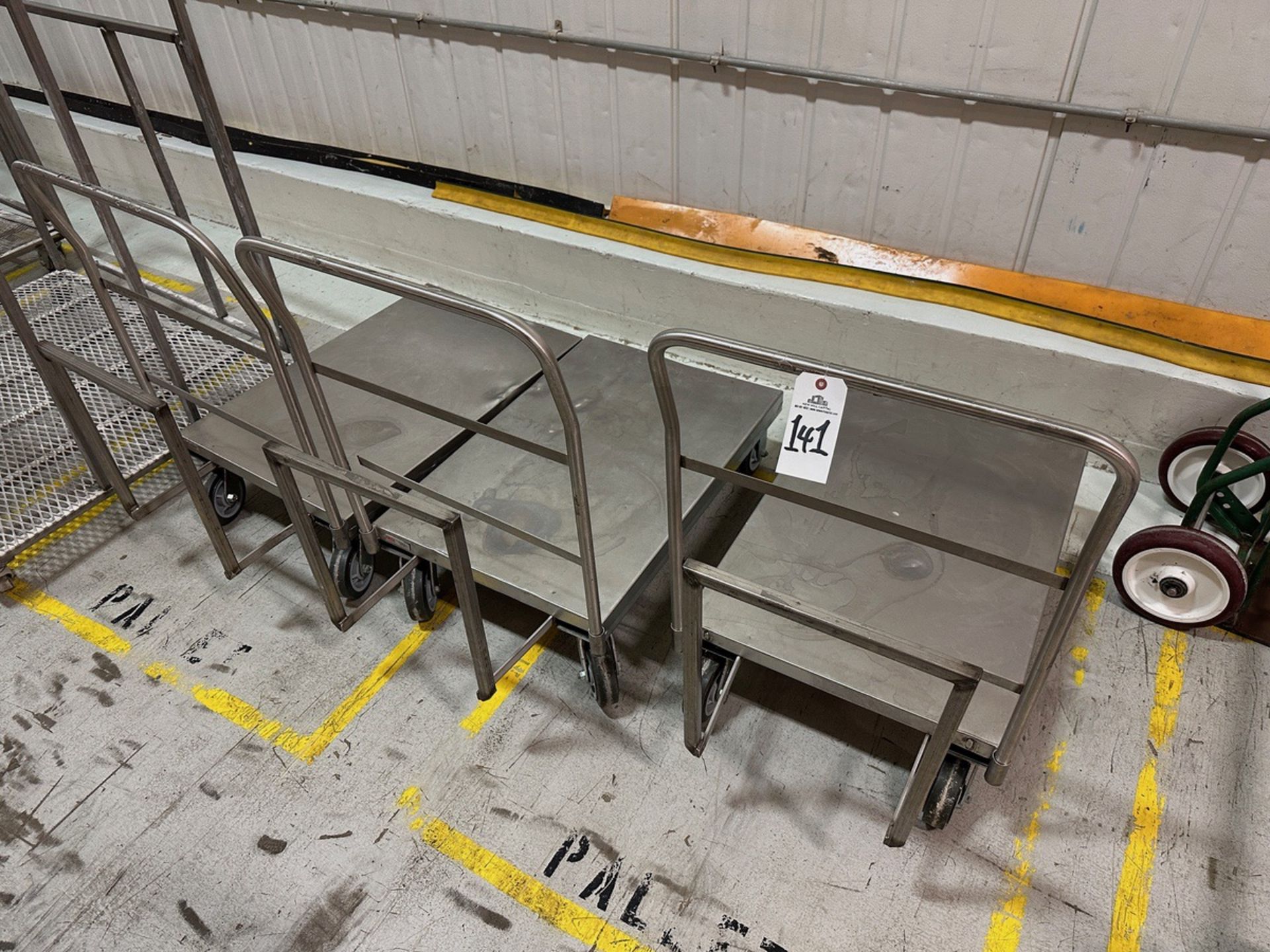 Lot of (3) Stainless Steel Flat Carts