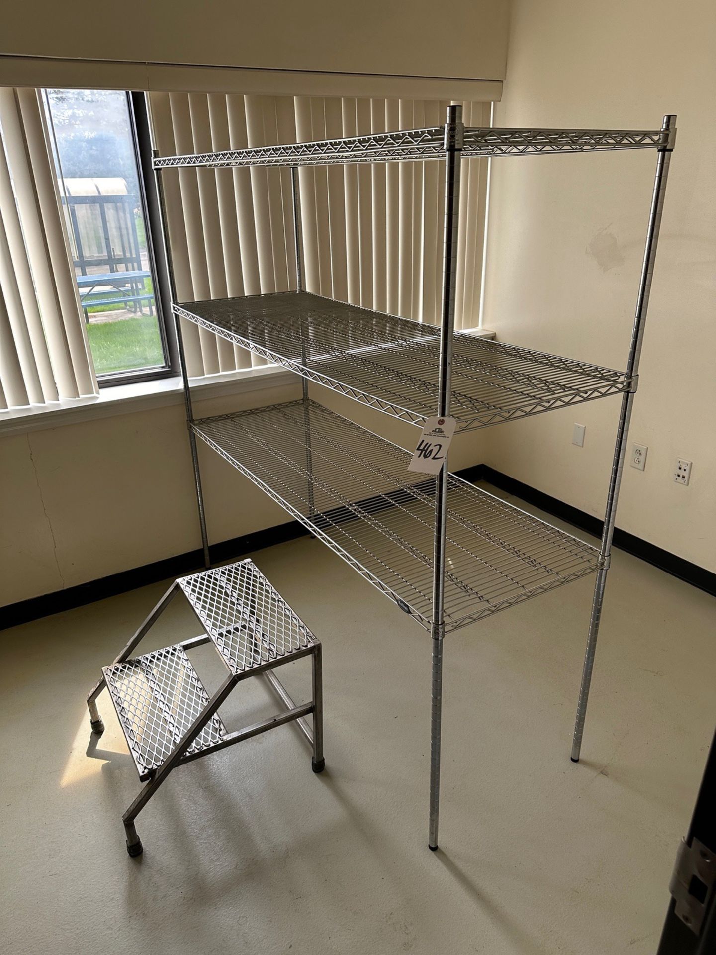 Lot of Wire Shelving Unit with Step Stool | Rig Fee $300