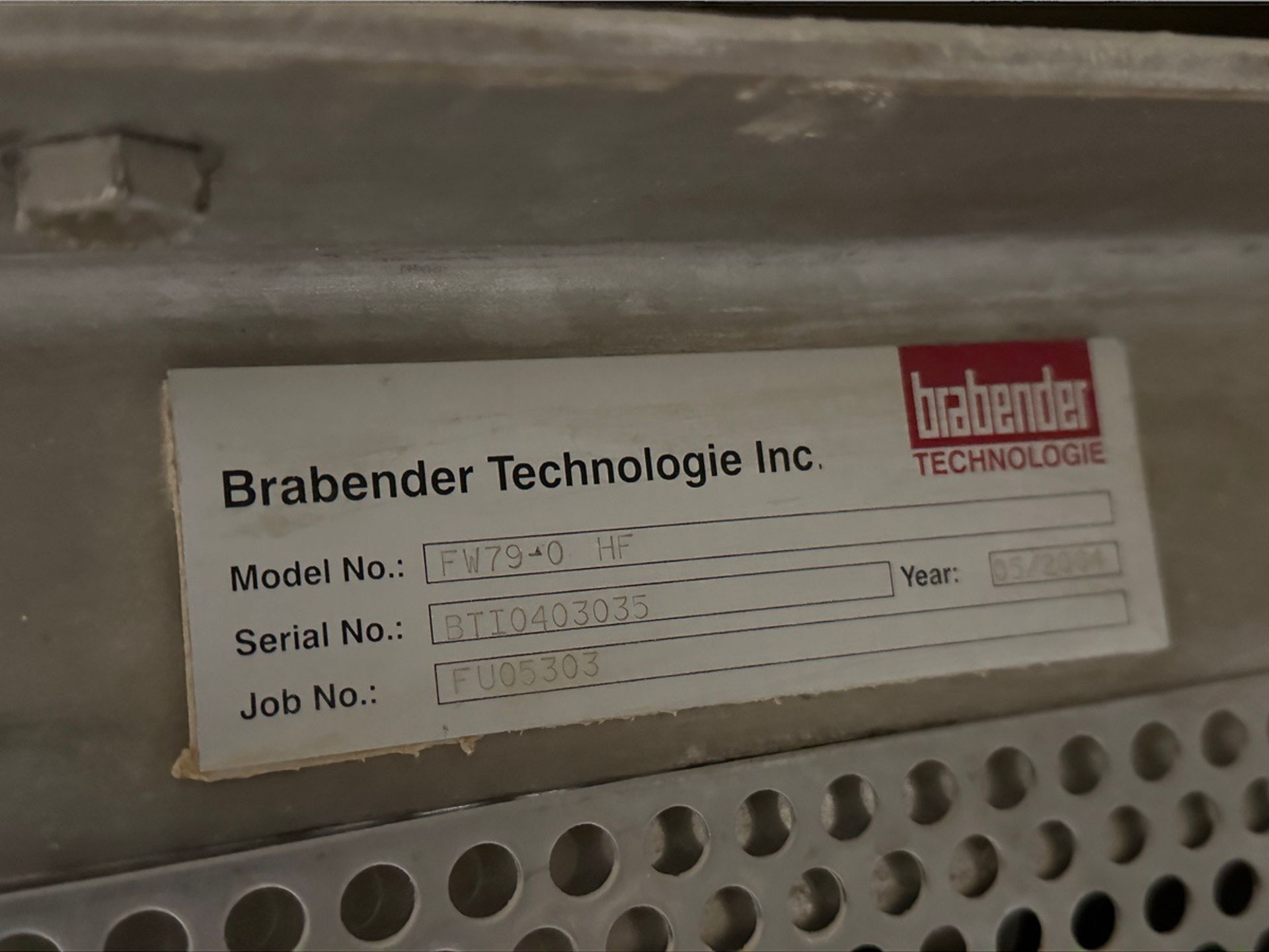 Brabender Stainless Steel Ingredient Hopper - Model FW79-0 HF, S/N BT10403035 - Image 5 of 5