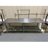 Lot of Stainless Steel Table (30" x 8') and Wire Shelving Unit (2' x 6' x 6') | Rig Fee $125