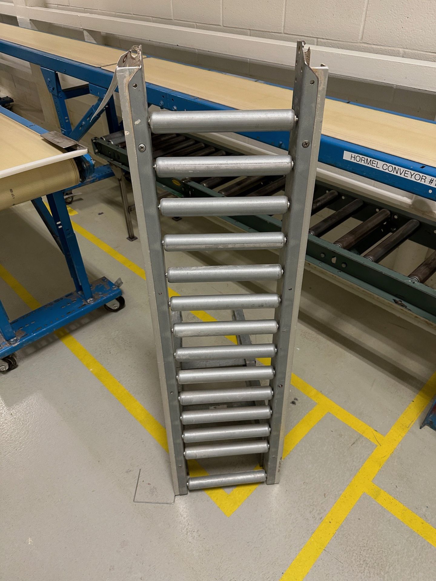 Lot of (2) Roller Conveyors - (1) 10" x 45" and (1) 13" x 7' | Rig Fee $20
