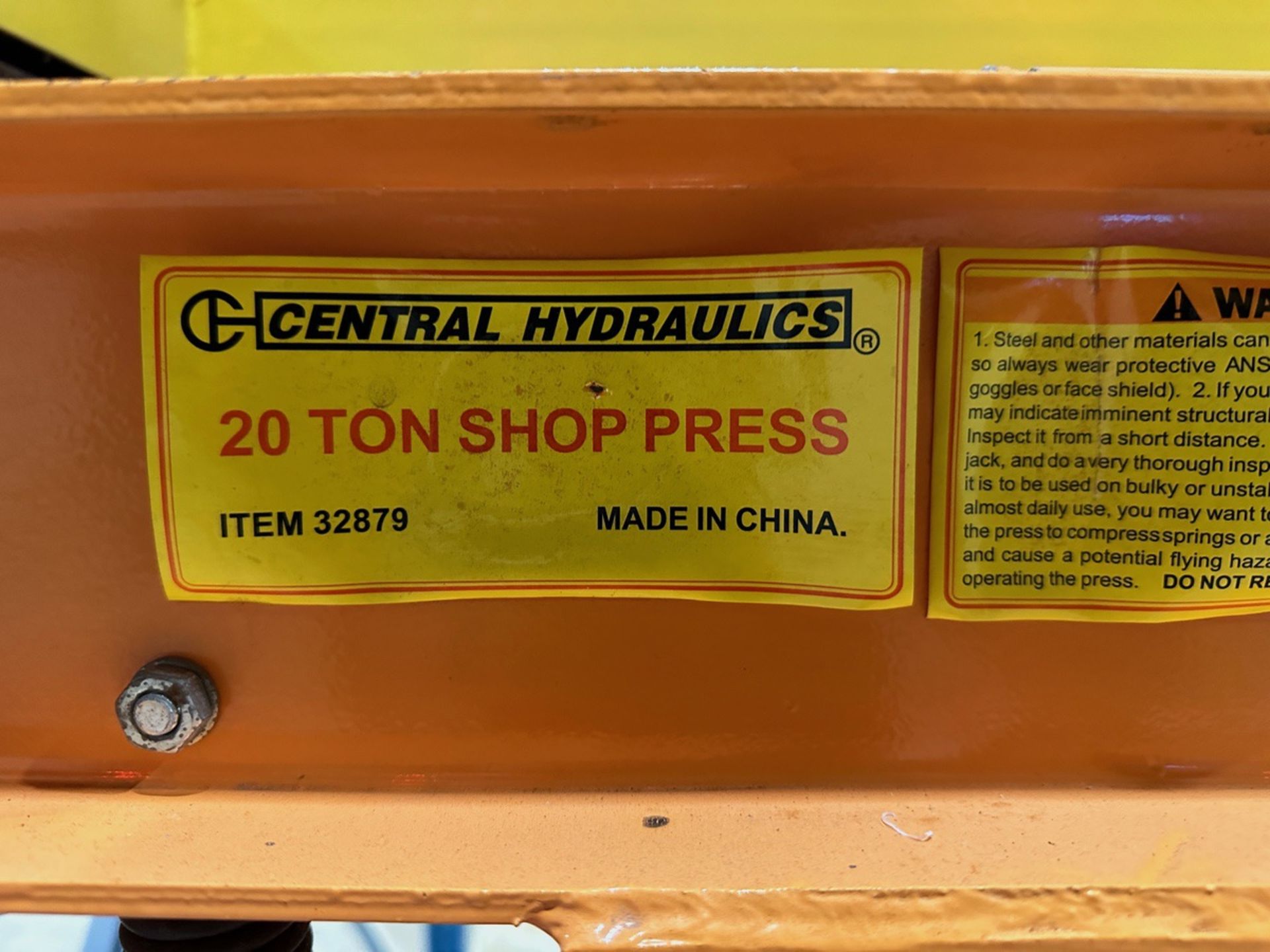 Central Hydraulics 20 Ton Shop Press - Image 2 of 2