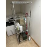 Lot of Wire Shelving Unit, Table and File Cabinet | Rig Fee $650