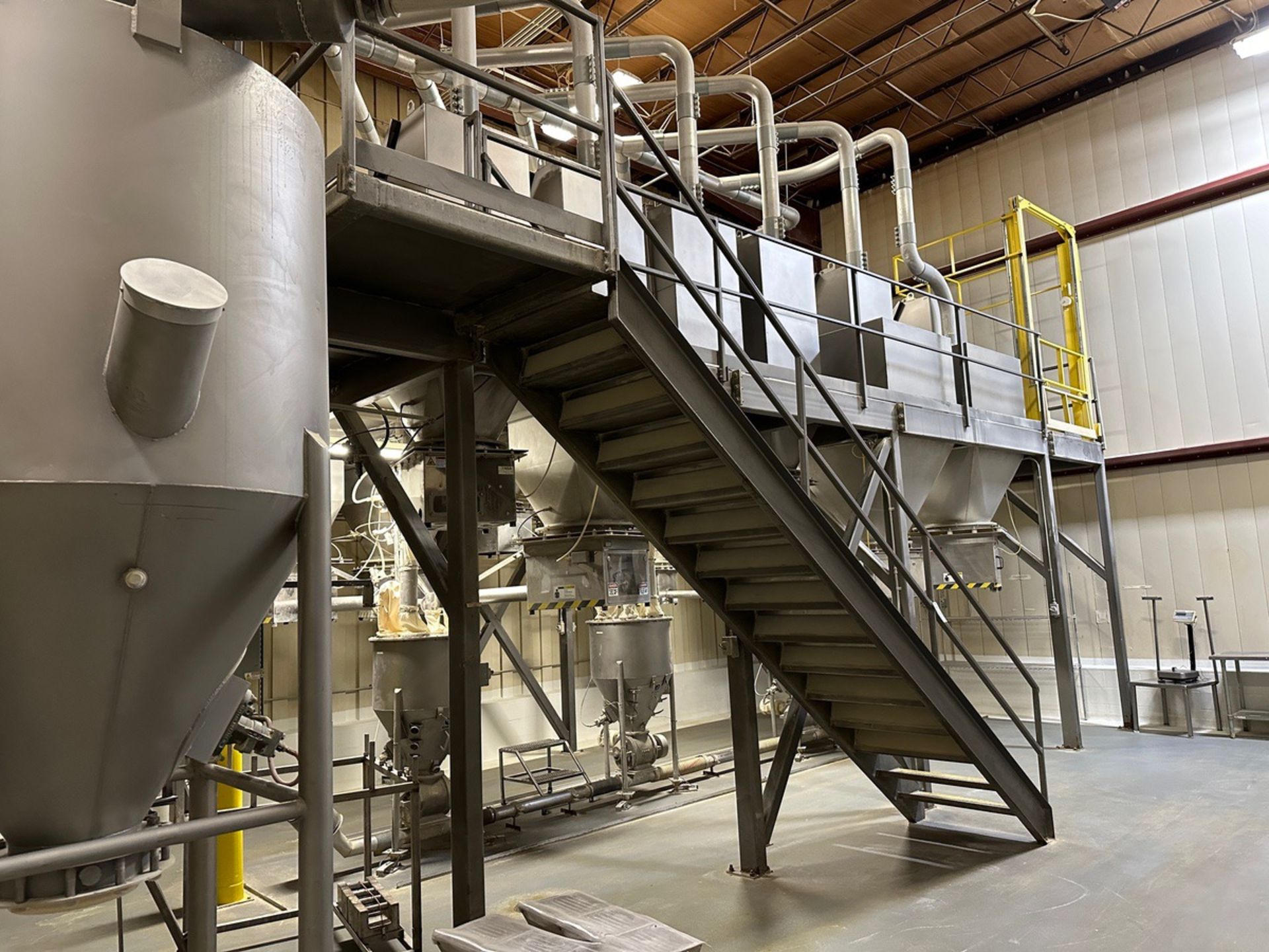 Steel Mezzanine Around All Hoppers - Approx. 22' x 40' Footprint with Staircase