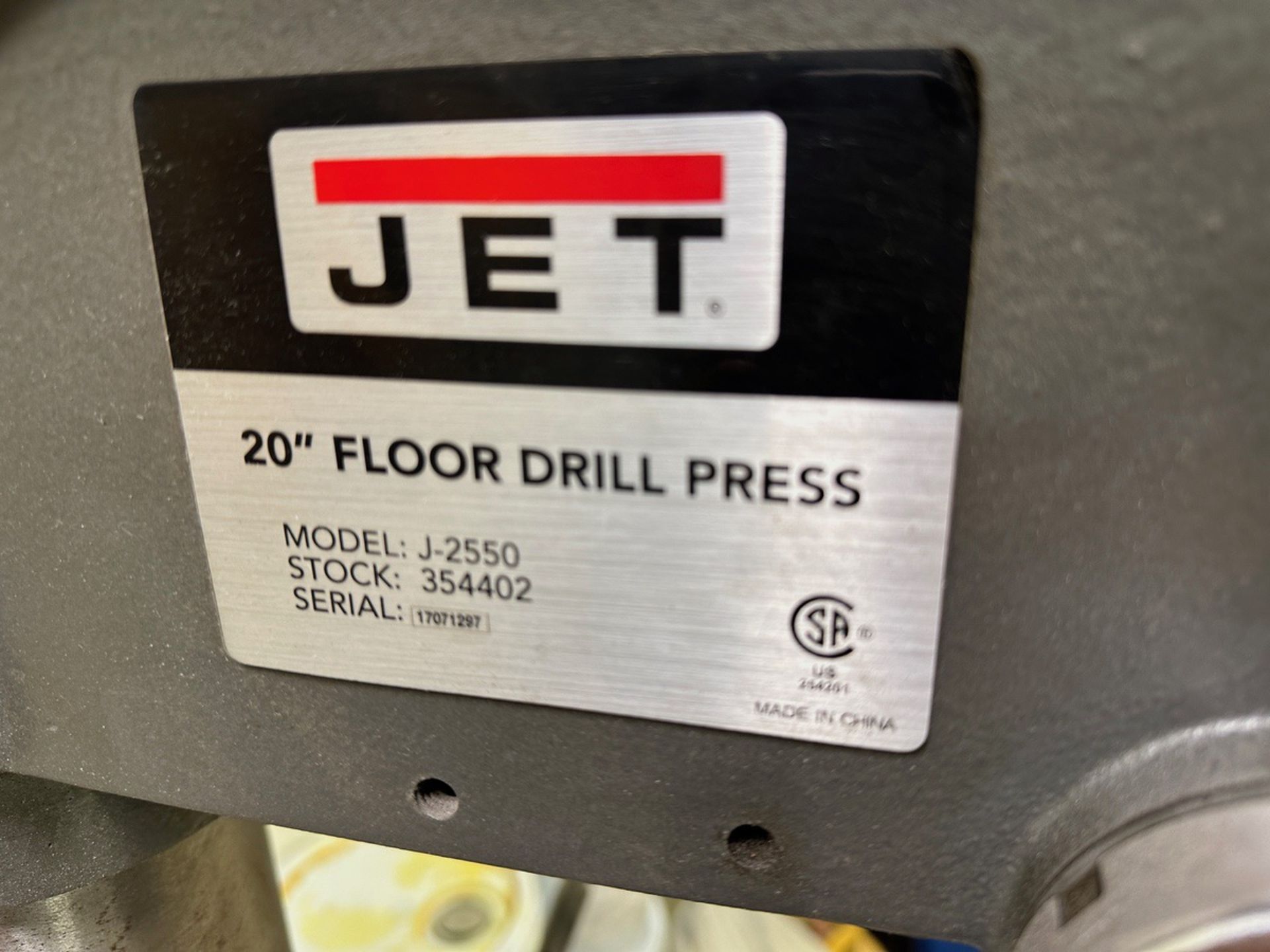 Jet 20" Floor Drill Press - Model J-2550 | Rig Fee $50 - Image 2 of 2