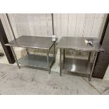 Lot of (2) Stainless Steel Tables - (1) 30" x 3' and (1) 30" x 4' | Rig Fee $50
