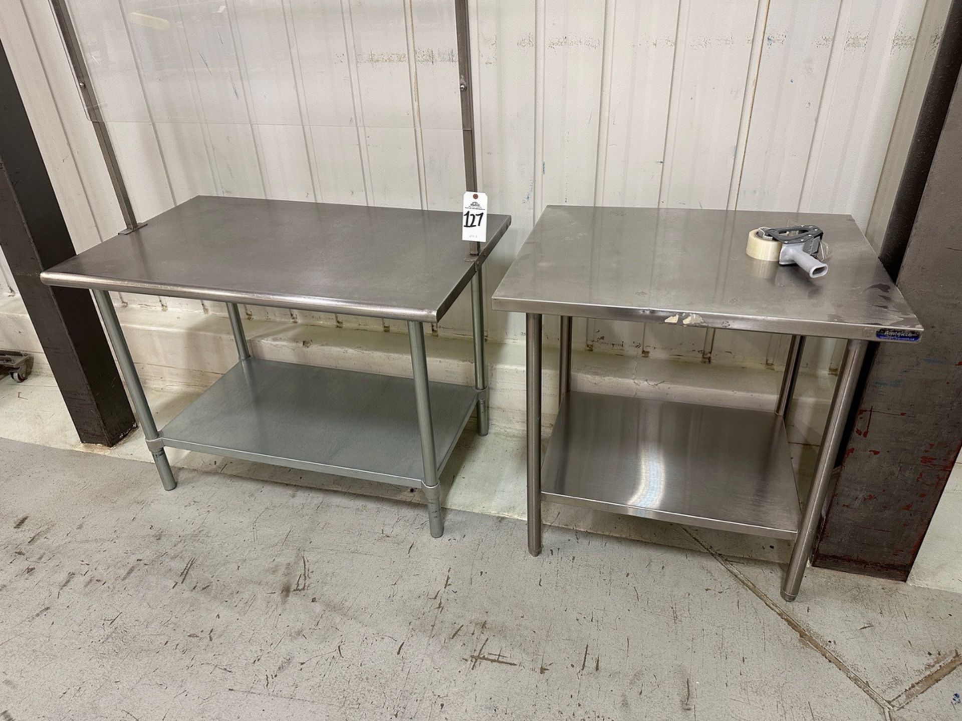 Lot of (2) Stainless Steel Tables - (1) 30" x 3' and (1) 30" x 4' | Rig Fee $50
