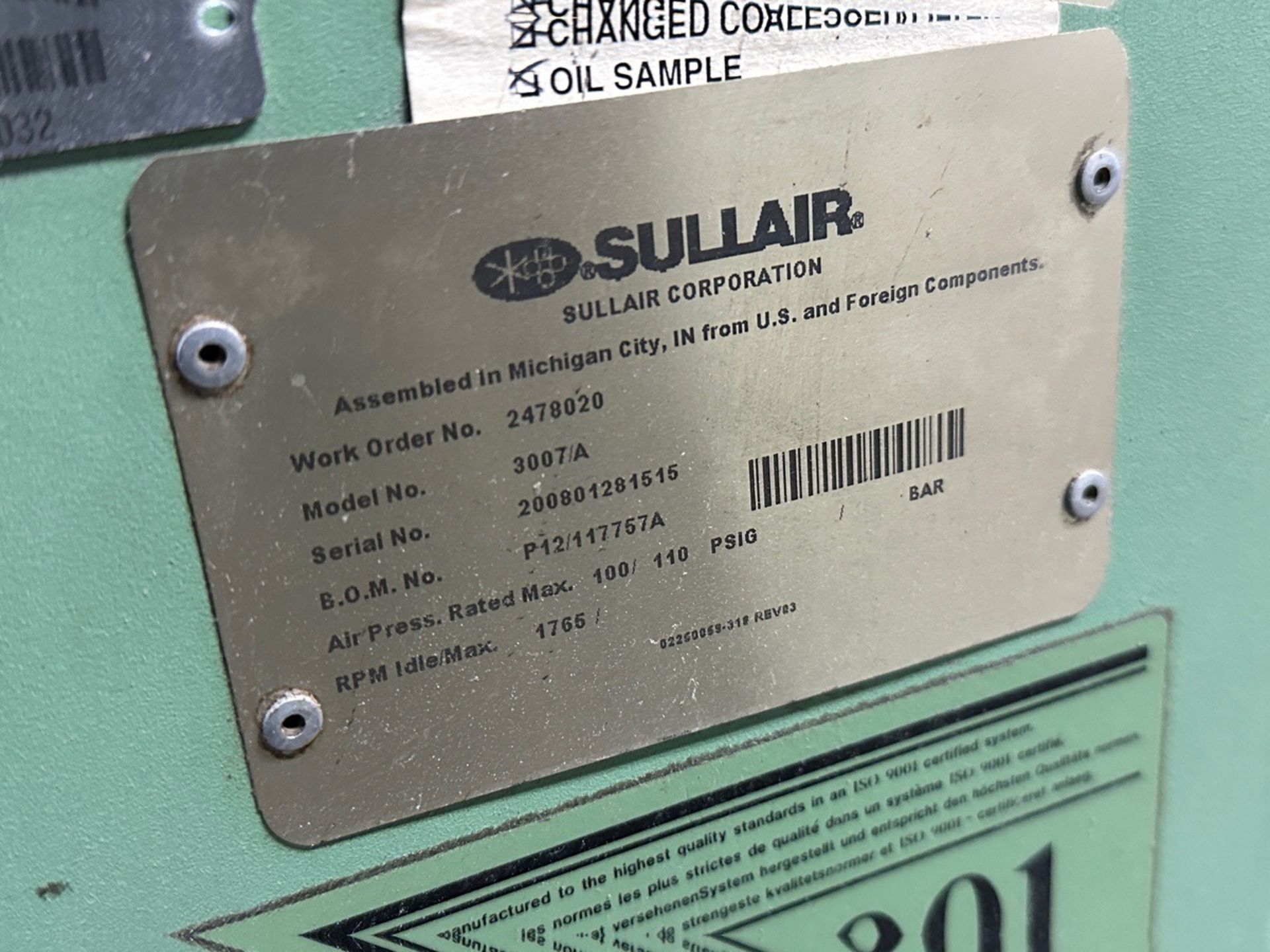 Sullair Model 3007/A Air Compressor | Rig Fee $500 - Image 3 of 3