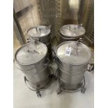 Lot of (4) Stainless Steel Barrels on Casters | Rig Fee $50
