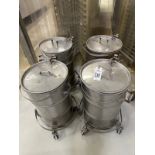 Lot of (4) Stainless Steel Barrels on Casters