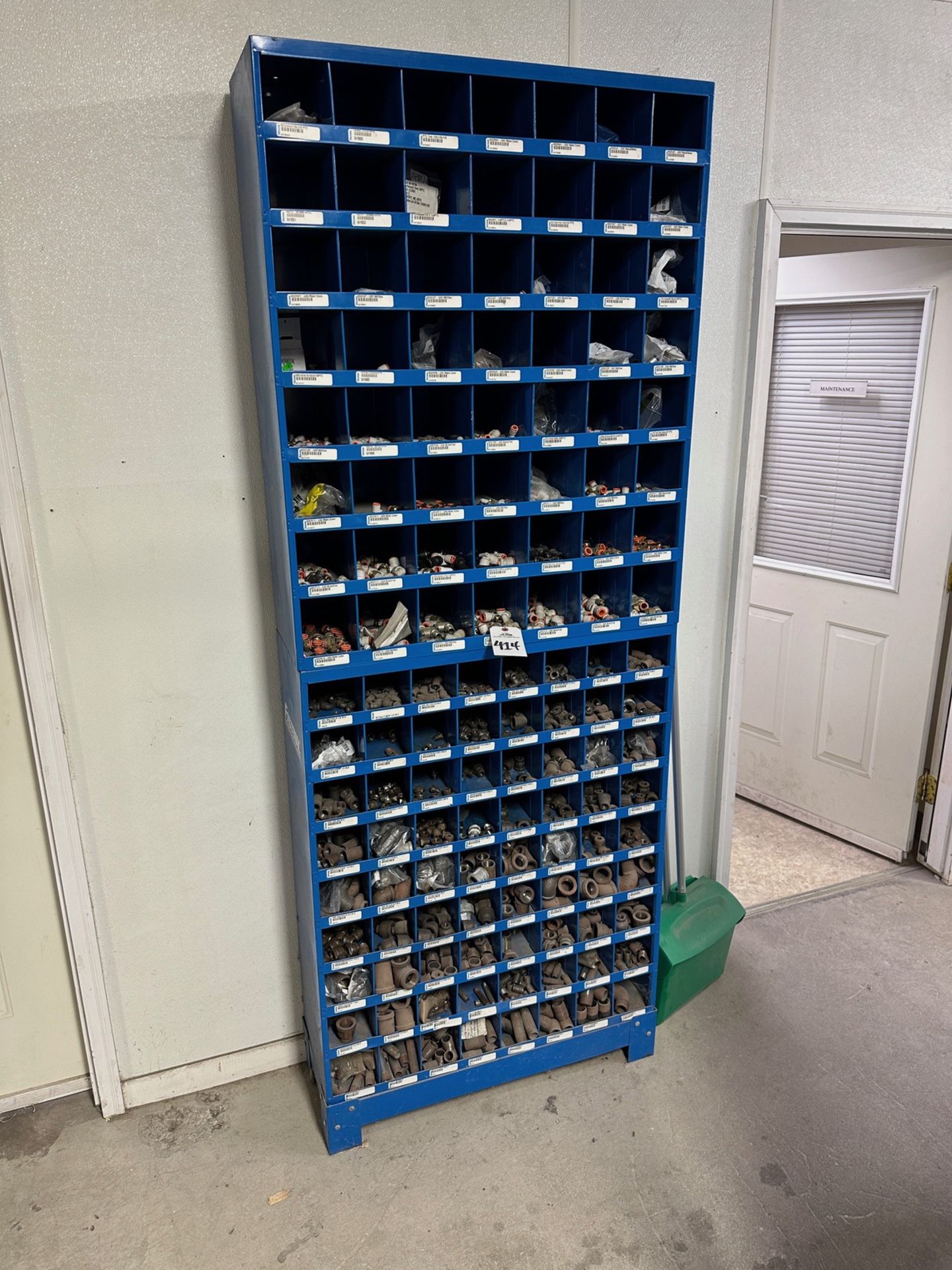 Lot of Pigeon Hole Parts Bin and Contents