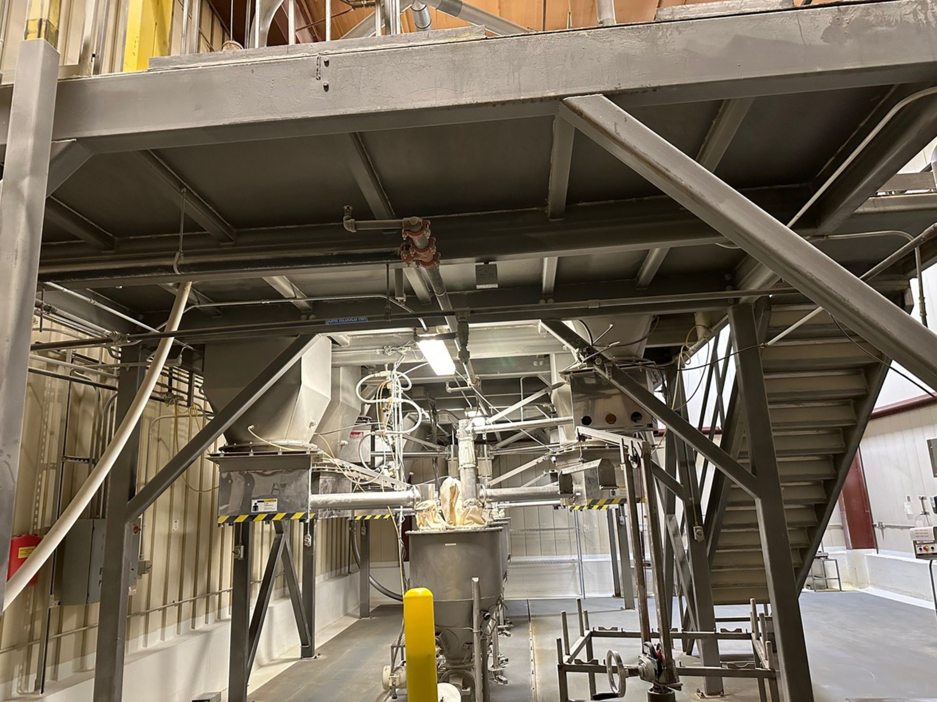 Steel Mezzanine Around All Hoppers - Approx. 22' x 40' Footprint with Staircase - Image 3 of 8