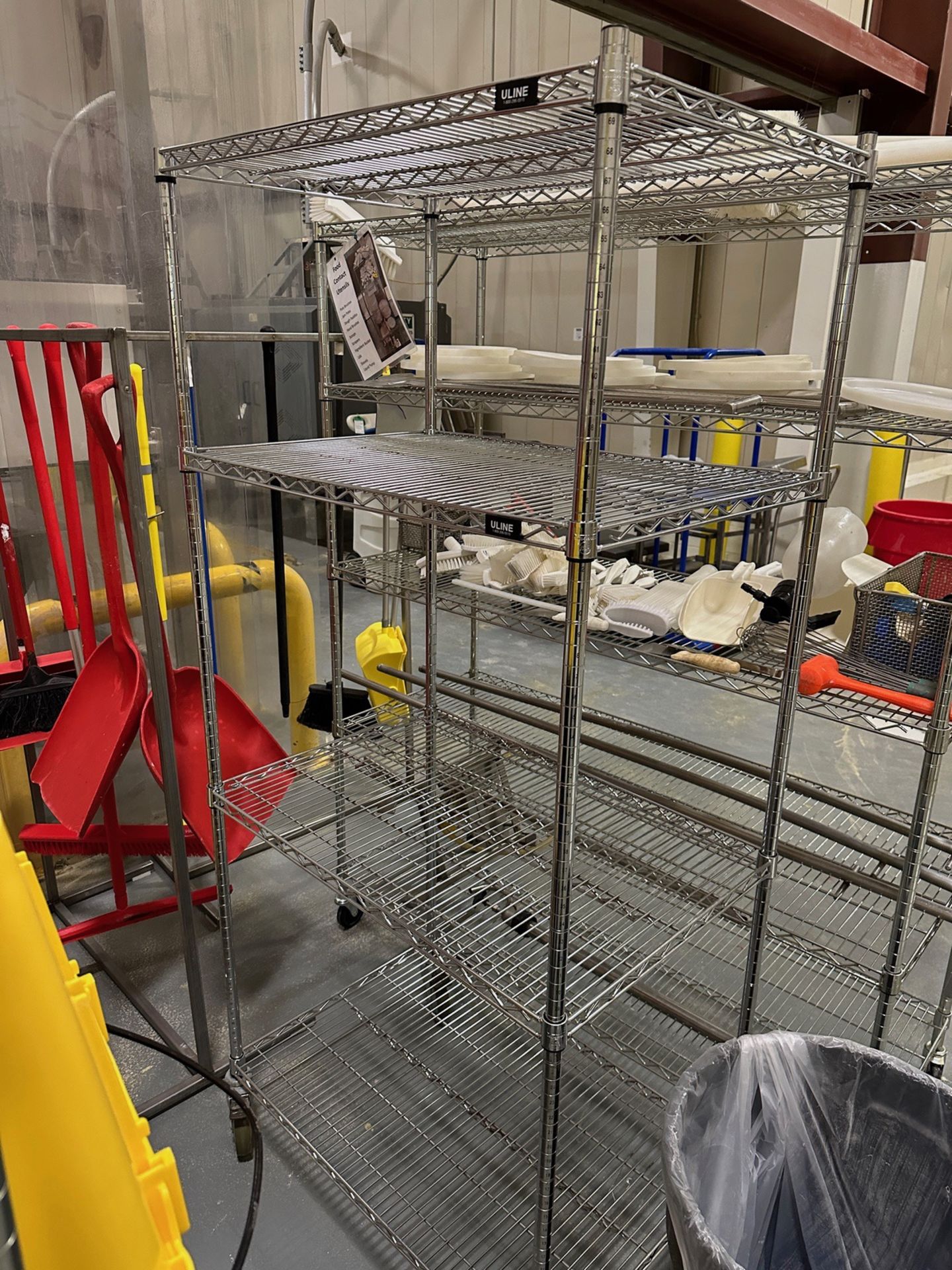 Lot of Janitorial Supplies with Wire Shelving Units | Rig Fee $350 - Image 4 of 8