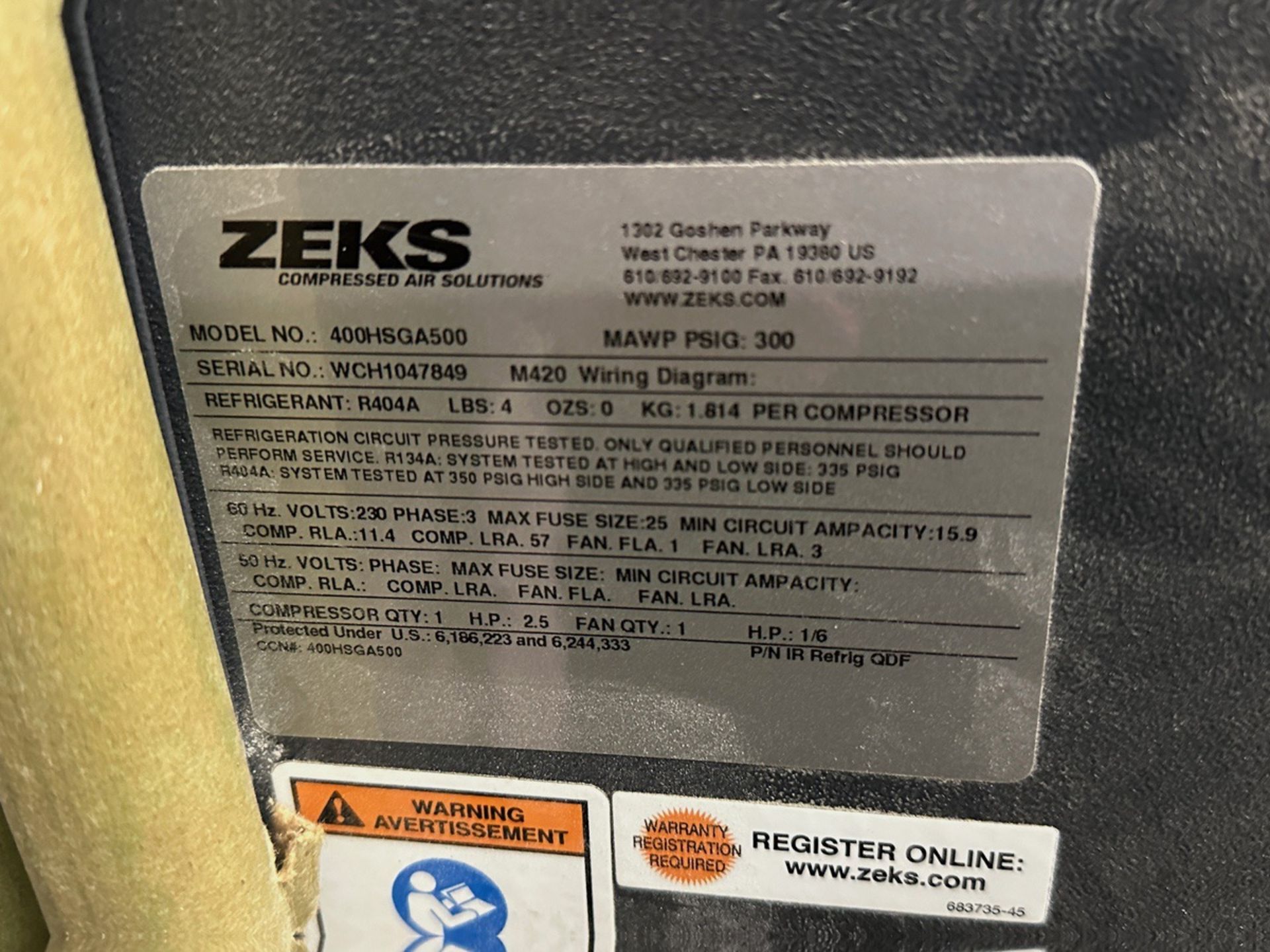 Zeks Model 400HSGA500 Air Dryer (New In Crate) | Rig Fee $250 - Image 3 of 3
