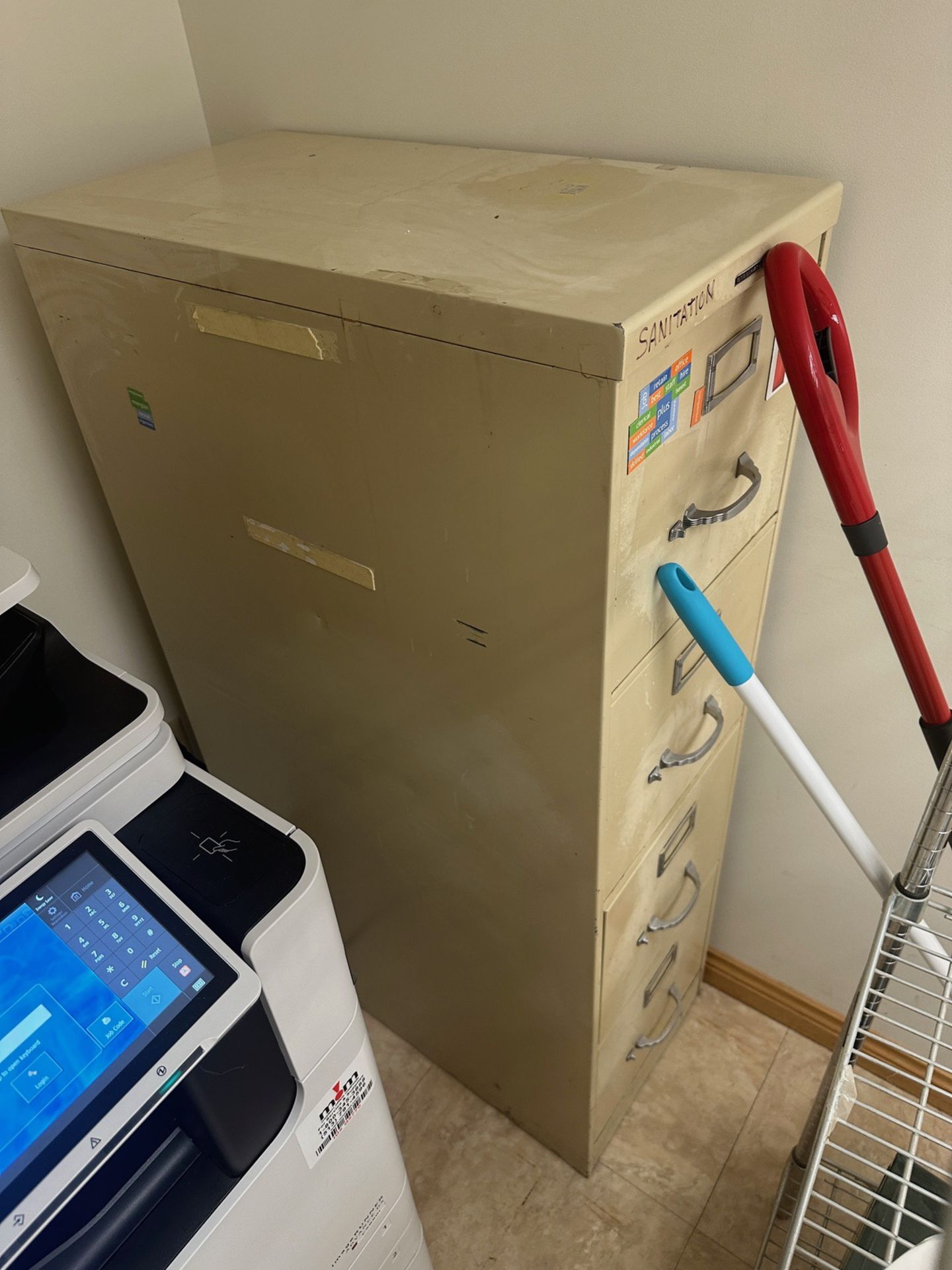 Lot of Wire Shelving Unit, Table and File Cabinet | Rig Fee $650 - Image 2 of 3