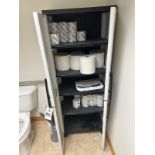 Lot of (2) Bathroom Storage Cabinets with Supplies | Rig Fee $200