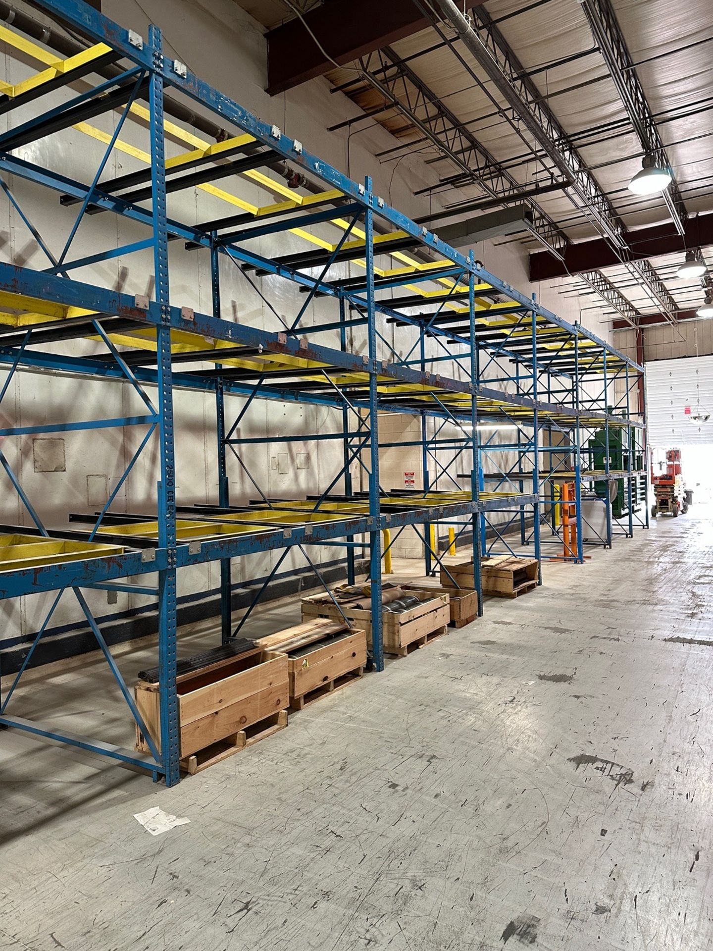 Lot of Gravity Fed Pallet Racking - (13) 15' x 78" Uprights (2 Deep), | Rig Fee $2750 See Desc