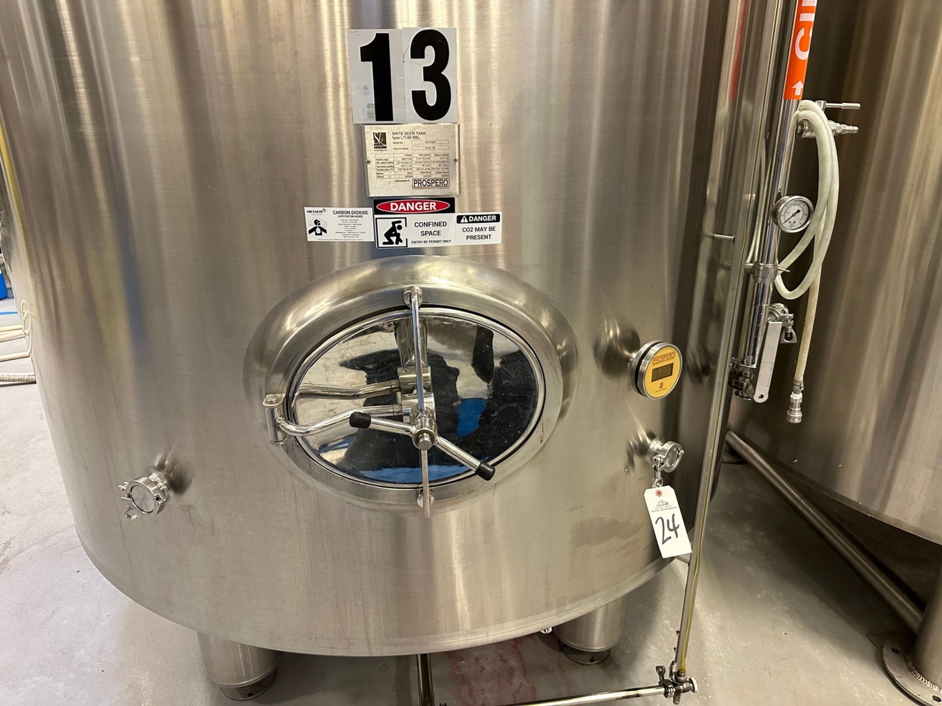 2018 Prospero 60 BBL Stainless Steel Brite Tank (13) - Dish Bottom, Glycol Jacketed | Rig Fee $2230 - Image 2 of 5