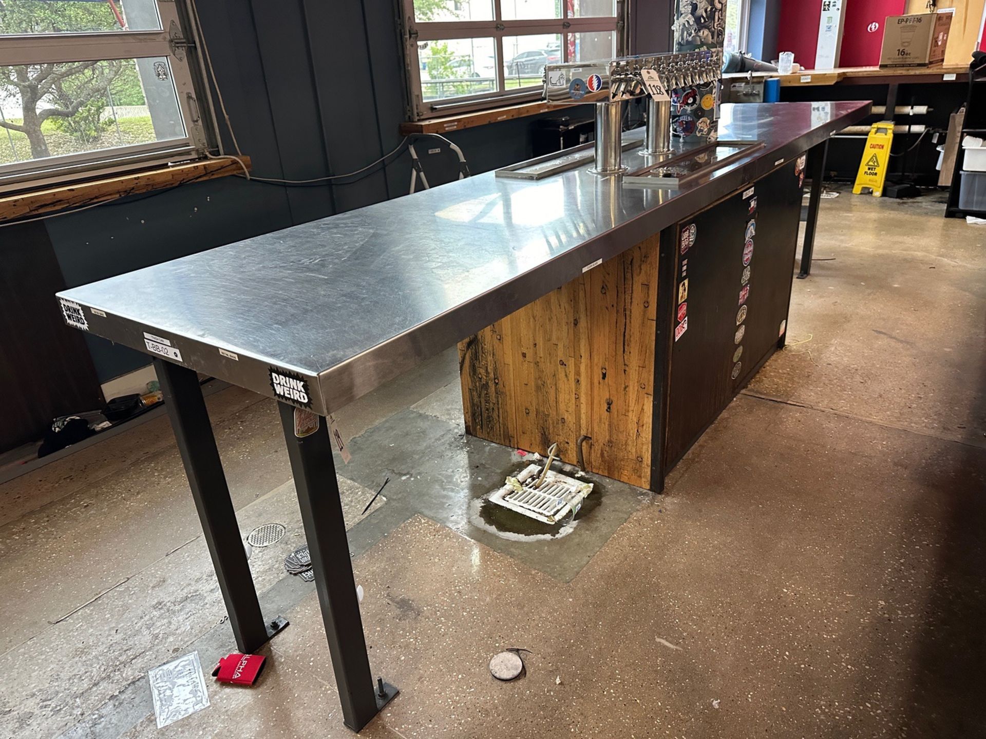 Stainless Steel Topped Heavy Duty Back Bar Table (Approx. 3' x 175") | Rig Fee $150