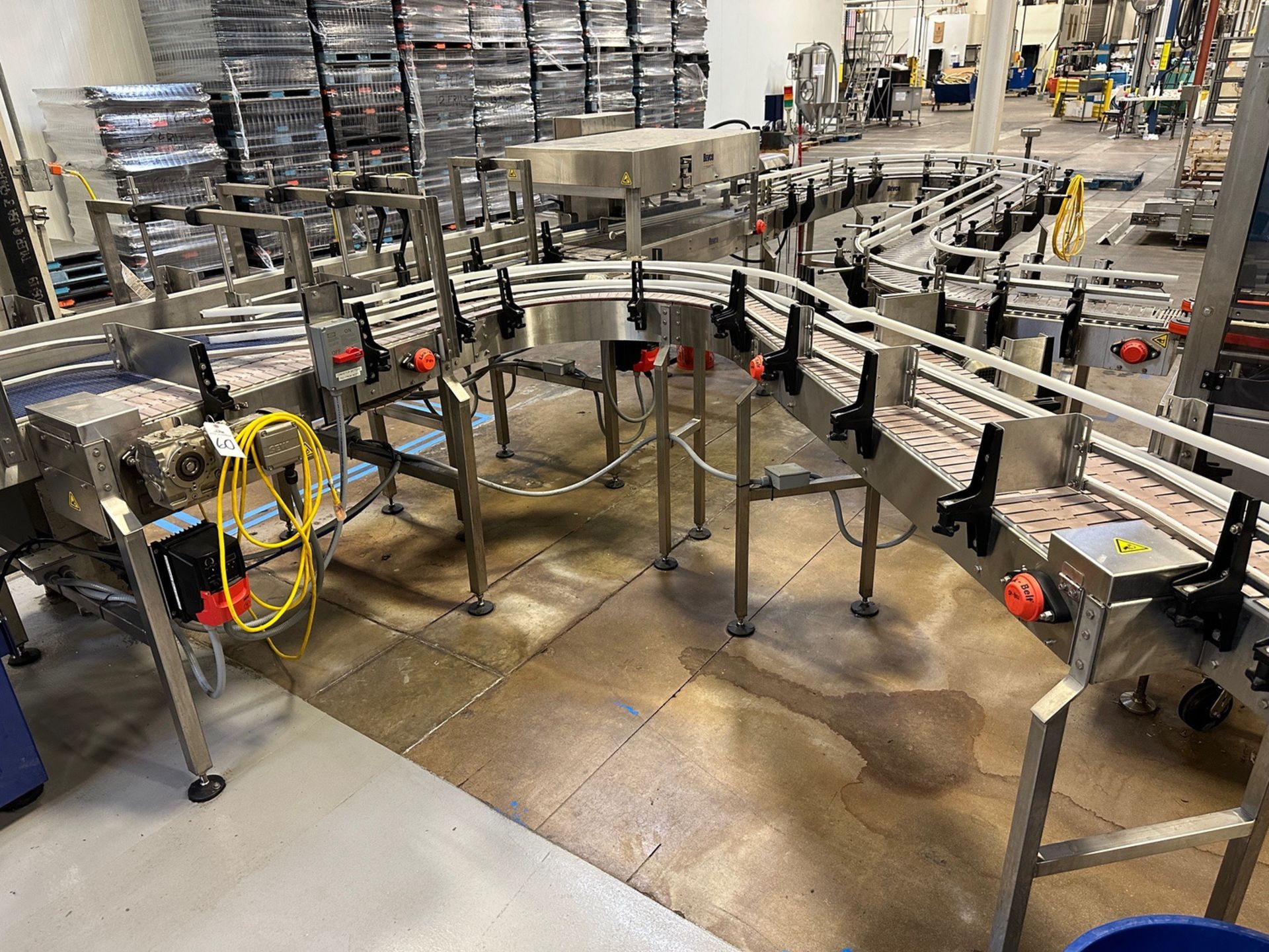 Bevco Conveyor over Stainless Steel Frame - U Shaped with SEW VFD (Approx. 7.5" Belt x 14' - Into Se