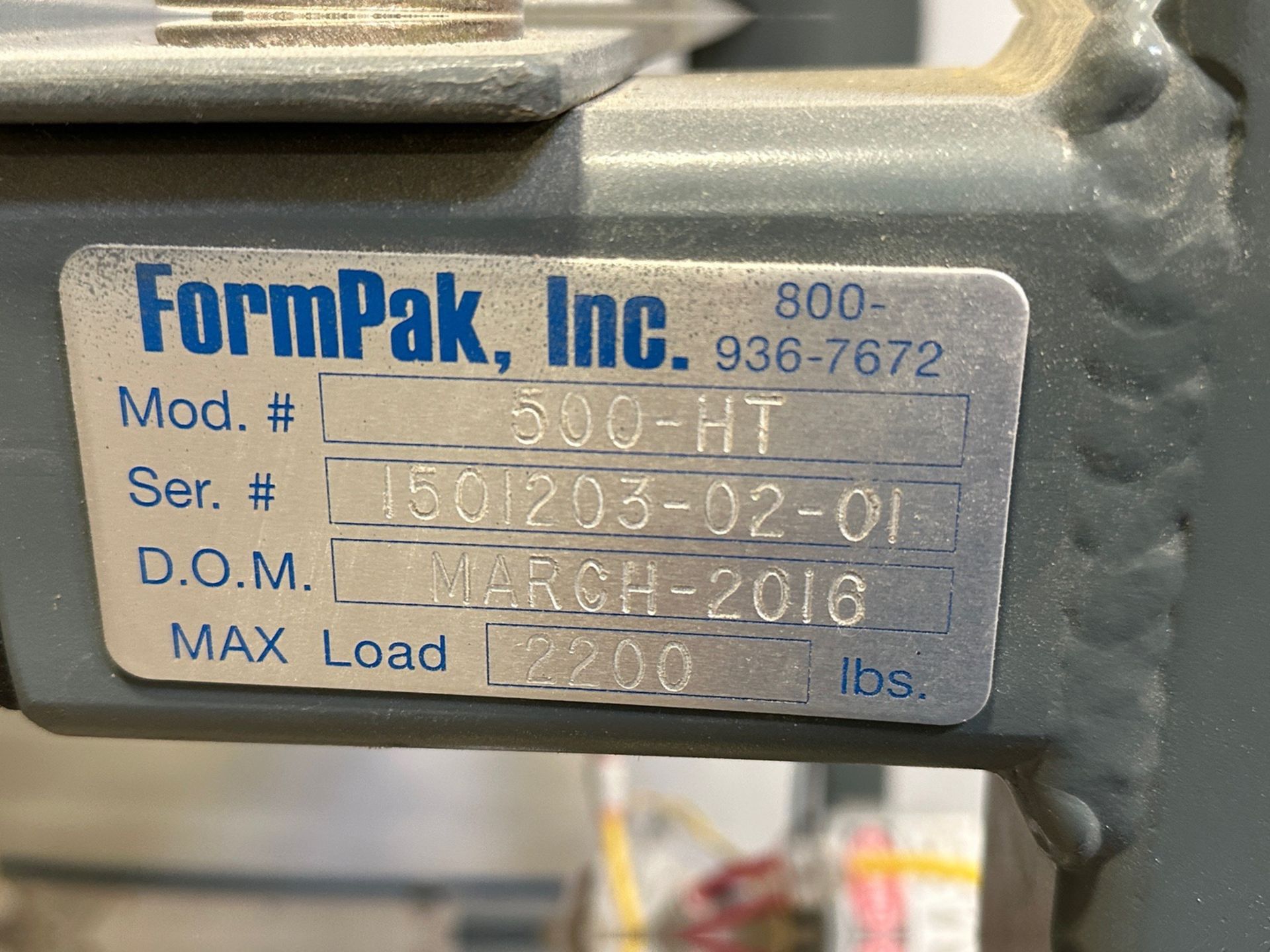 2016 FormPak Model 500-T Supersack Unloading Station, Harrington 1 Ton Hoist, Max 2200 Lbs (No Contr - Image 4 of 4
