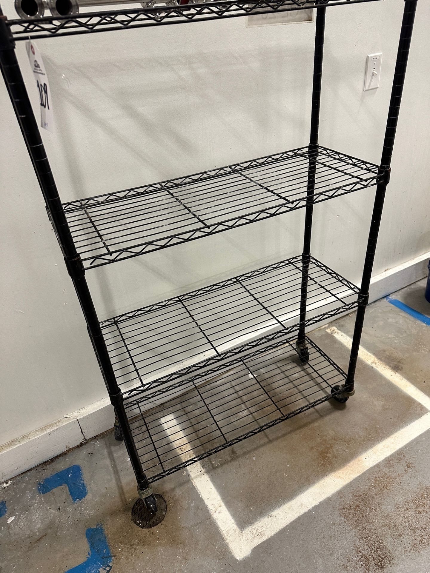 Lot of (2) 4-Shelf Wall Hung Wire Shelving Units (Approx. 4'x 18") and (1) 3' x 14" | Rig Fee $50 - Image 3 of 3