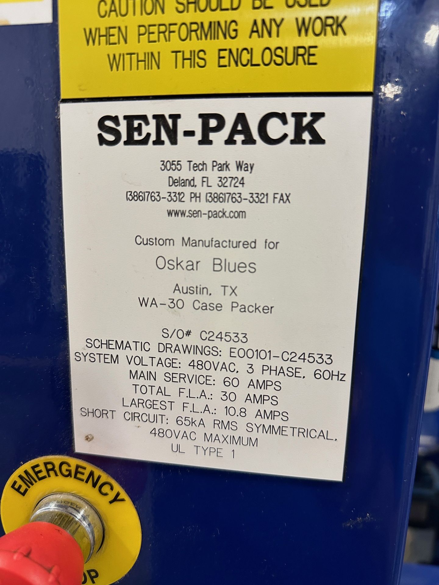 Sen-Pack Model WA-30 Case Packer, 480V/3ph/60Hz, S/O: C24533 | Rig Fee $3995 - Image 11 of 11