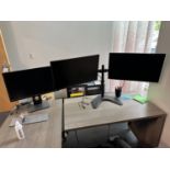 Lot of (3) 23" Monitors and Stand | Rig Fee $25