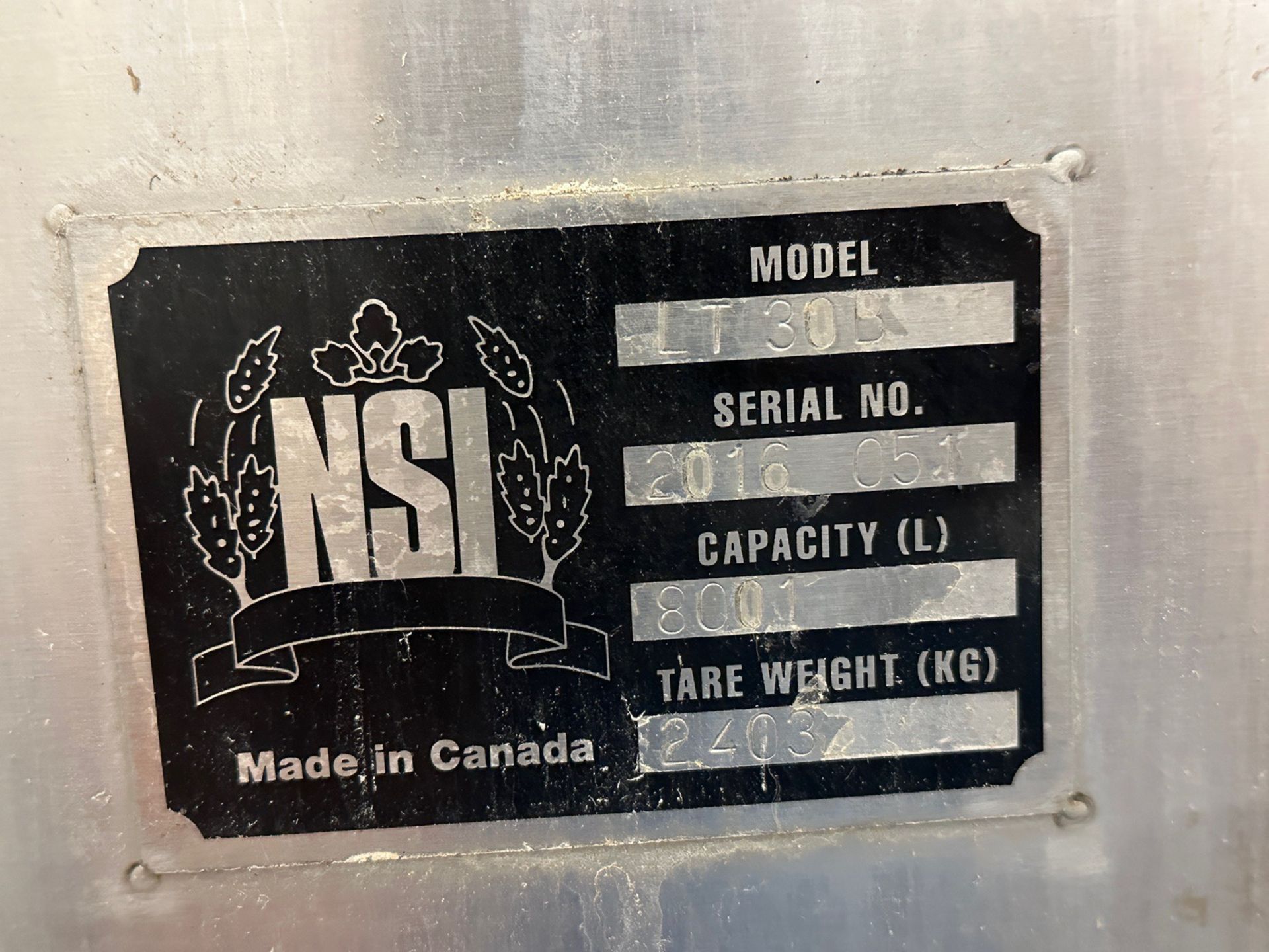 2016 NSI 30 BBL Model LT-30B Stainless Steel Mash/Lauter Tun, Bottom Mounted Agitation (Approx. 8' D - Bild 6 aus 6