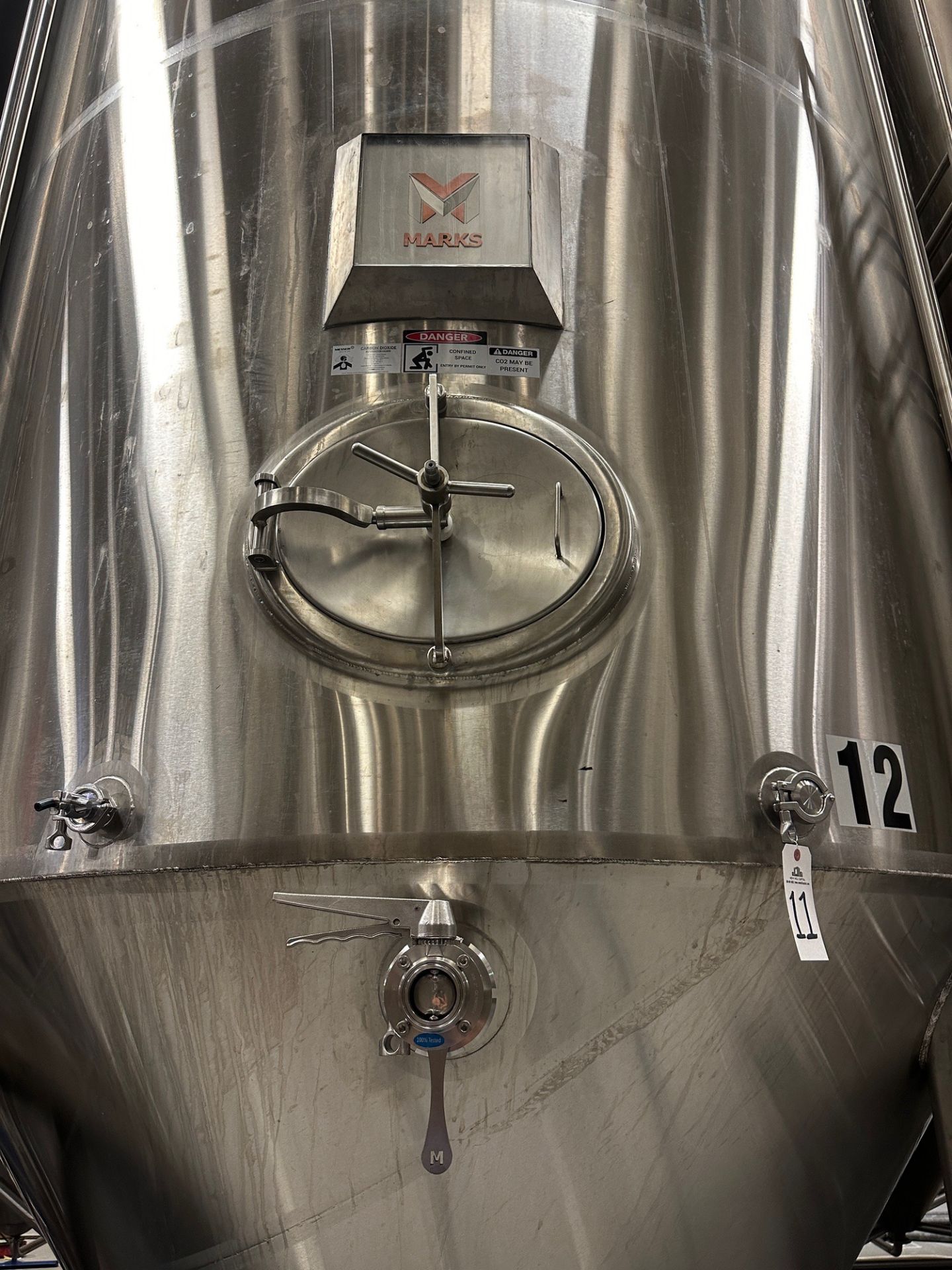 (1 of 8) 2020 Marks 132 BBL FV / 175 BBL or 5,400 Gal Max Capacity Jacketed Stainless Steel Ferm - Image 2 of 4
