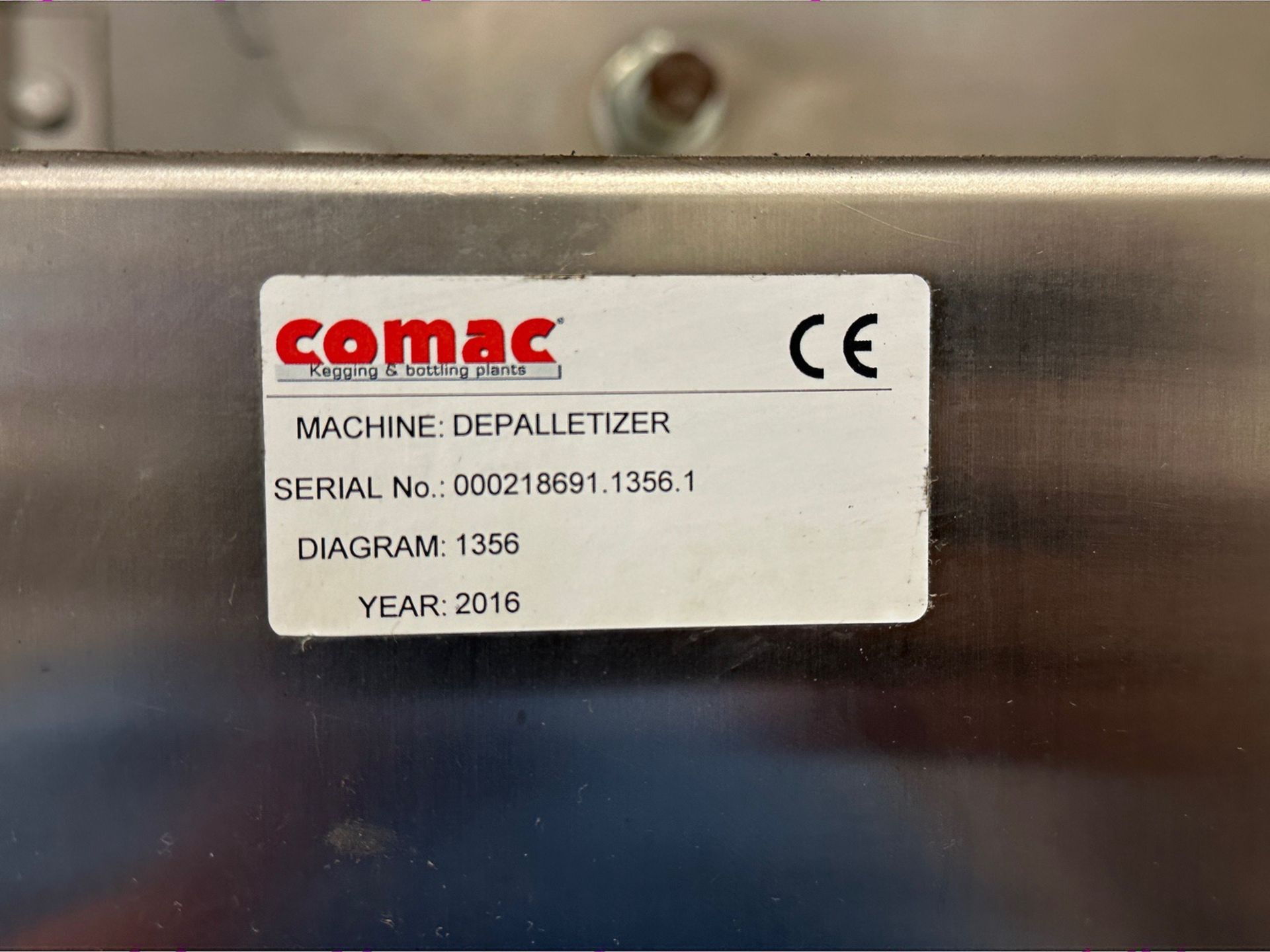 2016 Comac Automatic Depalletizer w/ Discharge Conveyor &amp; Tabletop Accumulation Area, Staircase - Image 7 of 11