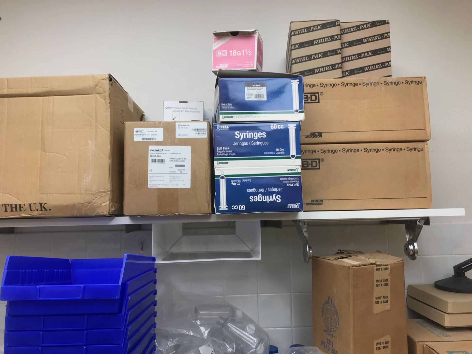 Lot of Lab Equipment, Syringes, Coolers, Rubber Gloves, Hair Nets, Ear Plugs and Bags (Cabinets - Image 7 of 7