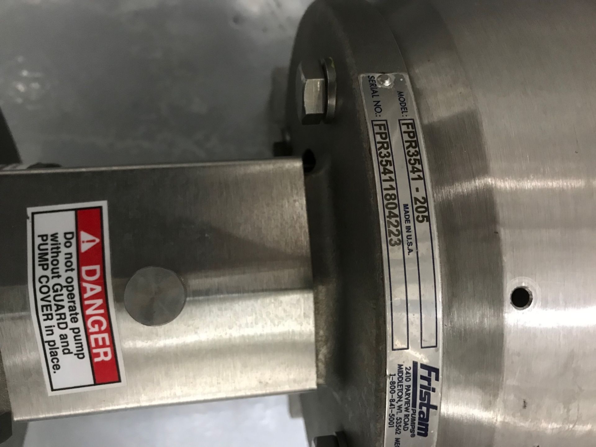 Fristam Model FPR3541-205 Centrifugal Pump with Stainless Steel Motor, 3" inlet, 2.5" outlet, 7.5 - Image 2 of 3