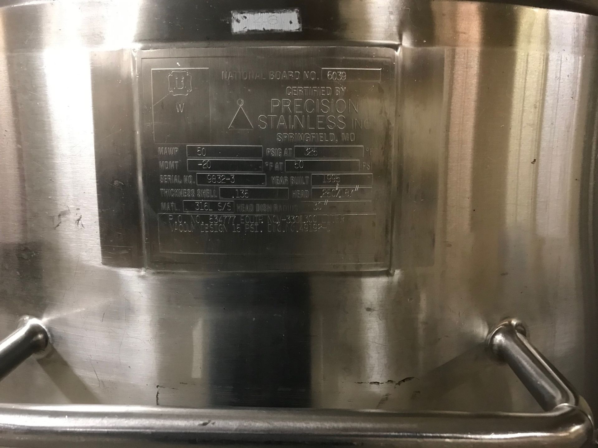 Precision Stainless 80 Gallon 3/6 Stainless Steel Dome Top, Dish Bottom, Insulated Pressure Tank - Image 2 of 2