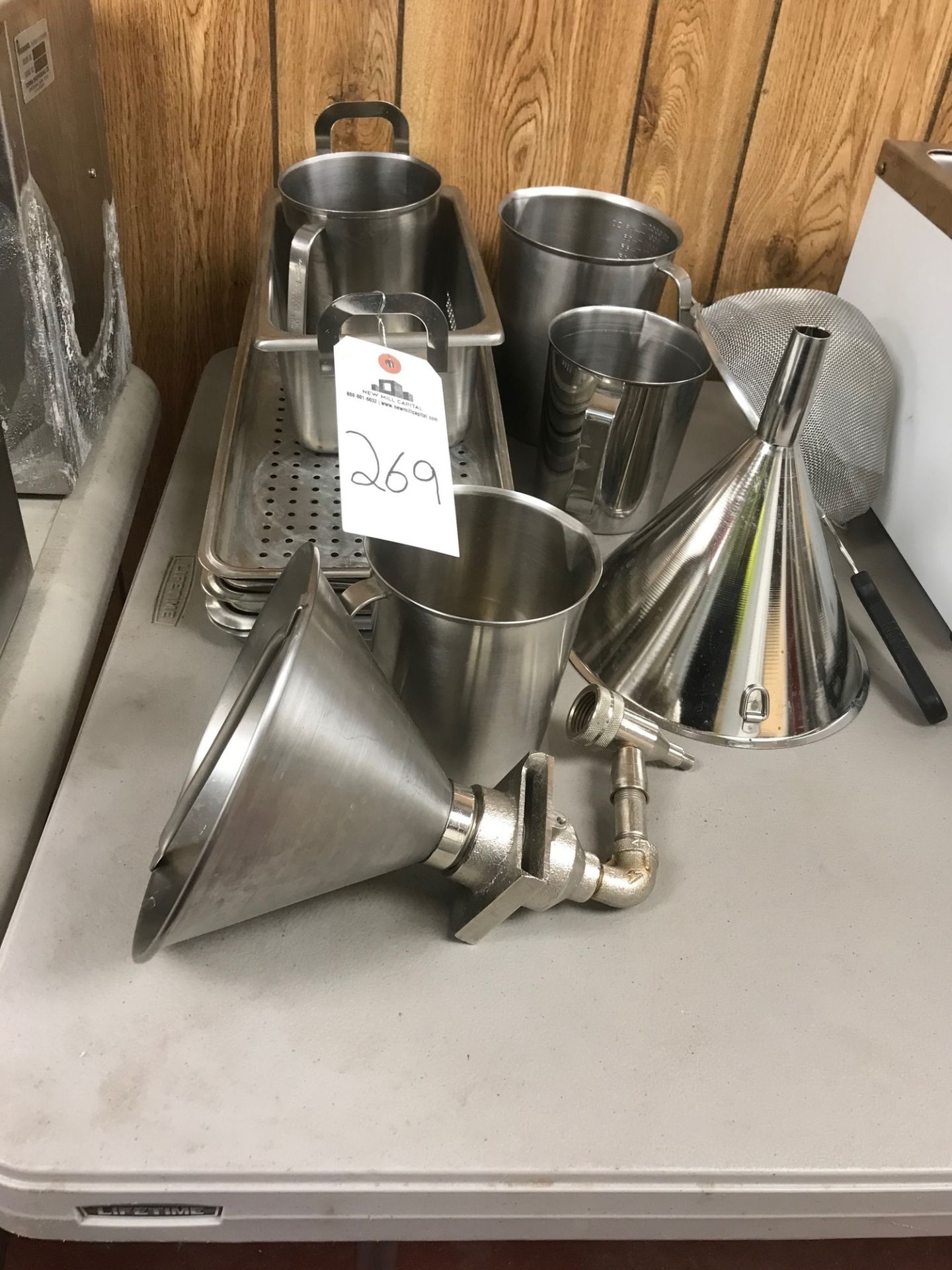 Lot of Funnels and Measuring Cups, Stainless Steel