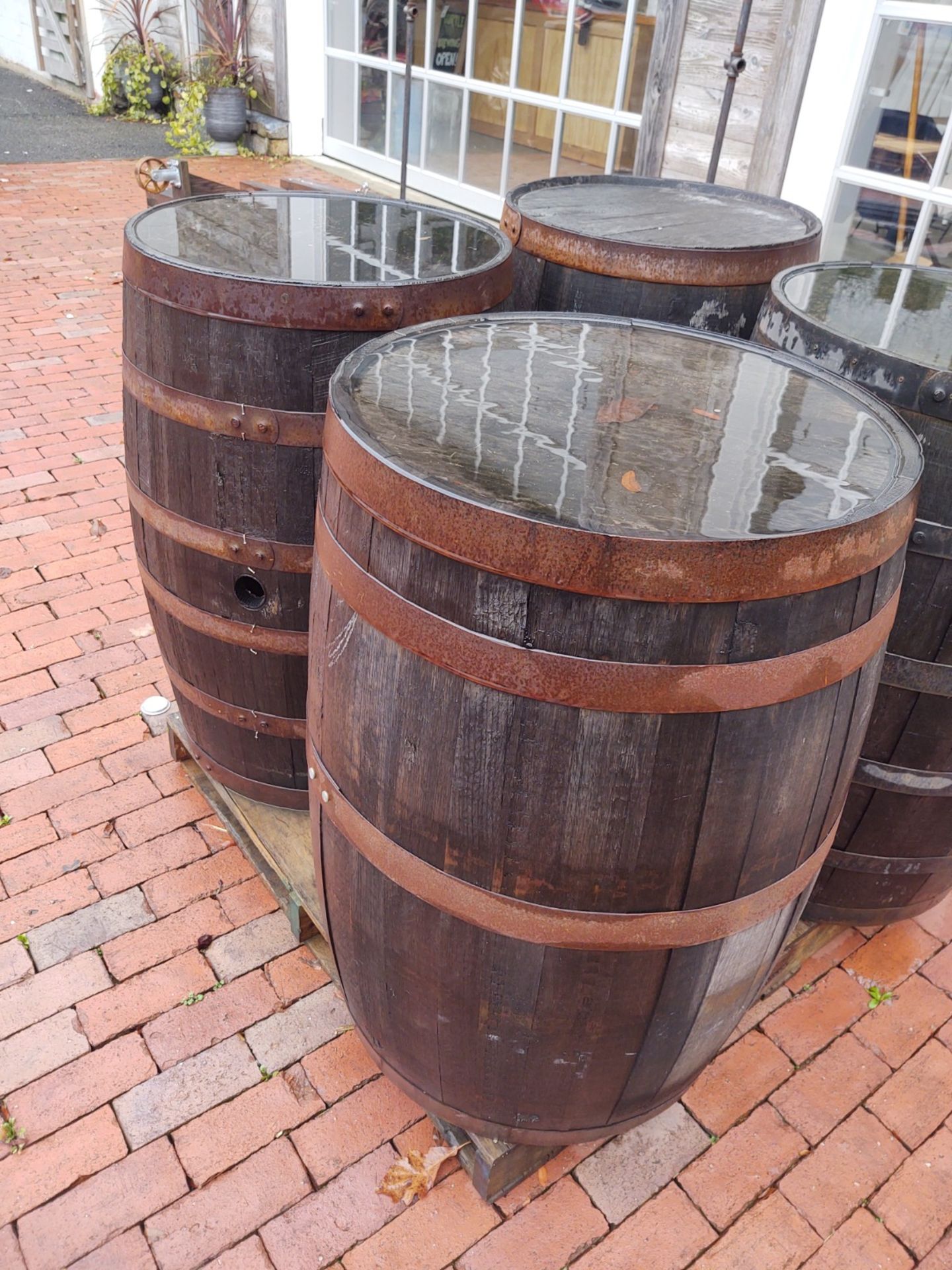 {LOT} (3) Wood Cask Barrels