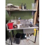 SS Sink With Wing and Back Splash 4' x 2' and 4' SS Wall Shelf