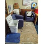 (Lot) In Upstairs Office c/o: Desks Chairs File Cabinets, Printer, Refrigerator, SS Top Tables,