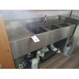 All SS 3 Compartment Under Bar Sink 4' Width