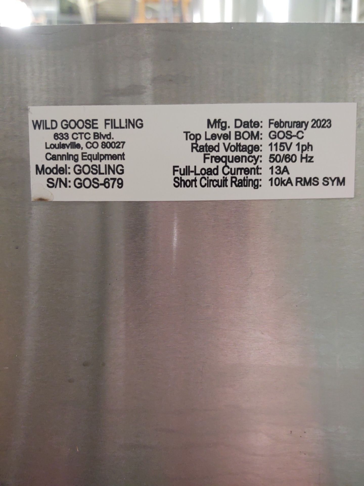 2023 Wild Goose Single Fill Head Canning Line #GOS-C 115V, Single Phase - Image 4 of 5